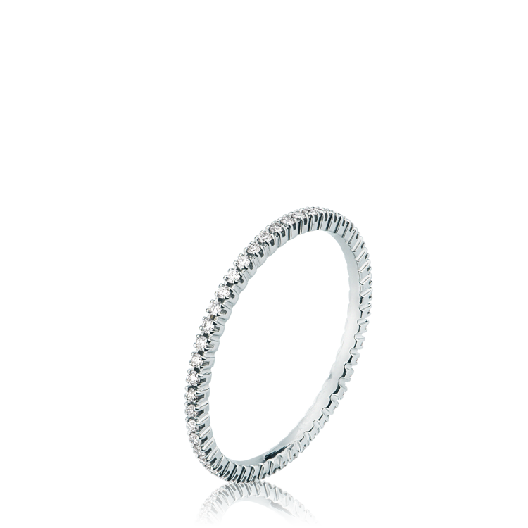 Immagine di Anello con Diamanti in Oro Bianco