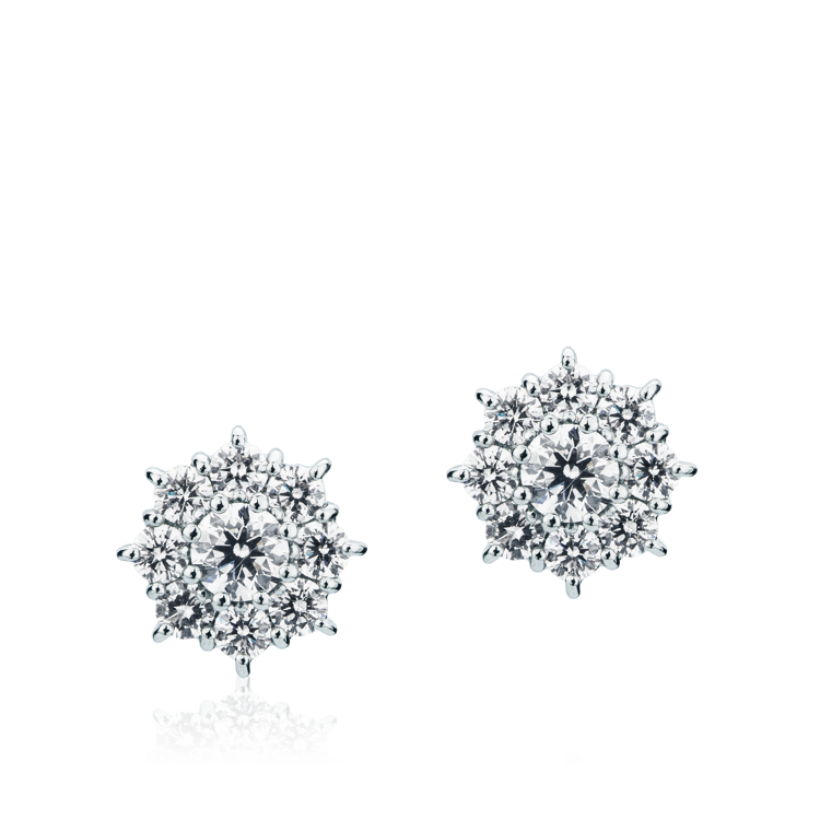 Immagine di Orecchini a fiore in Oro Bianco con Diamanti