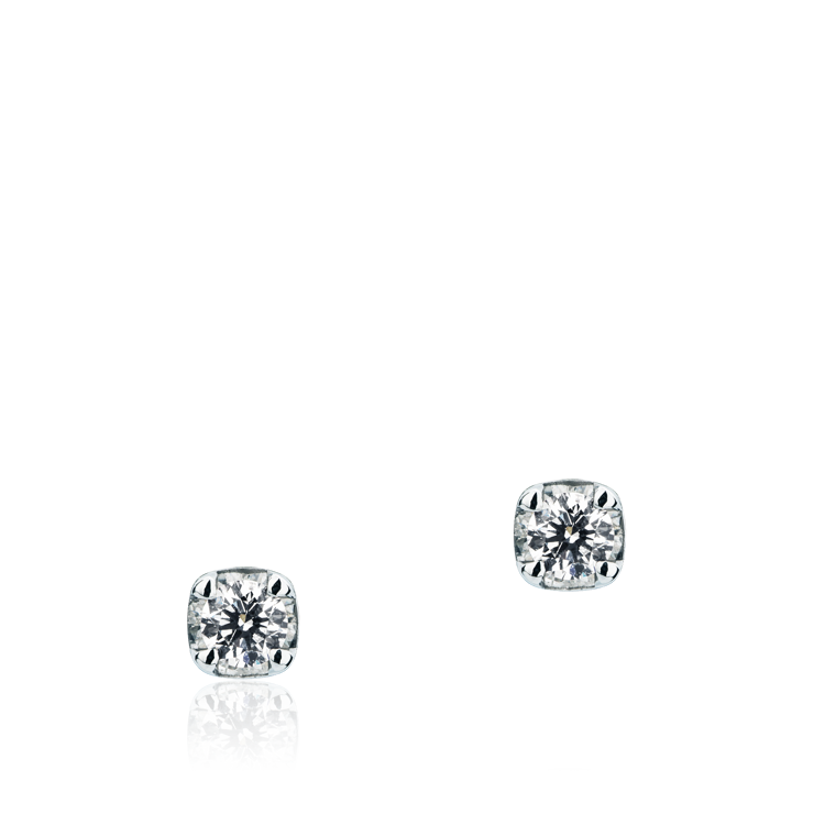 Immagine di Orecchini Punto Luce in Oro Bianco con Diamante