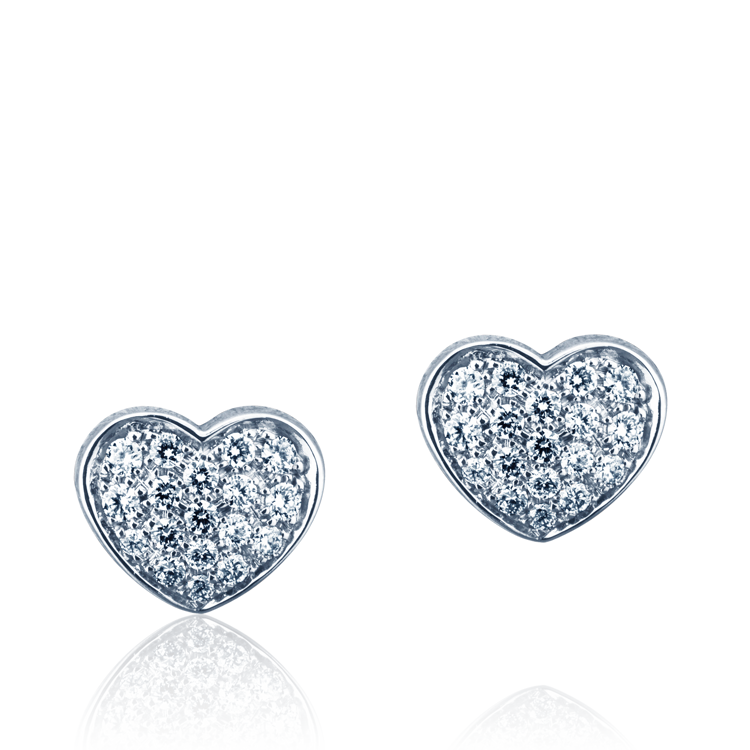 Immagine di Orecchini a cuore in Oro Bianco e Diamanti