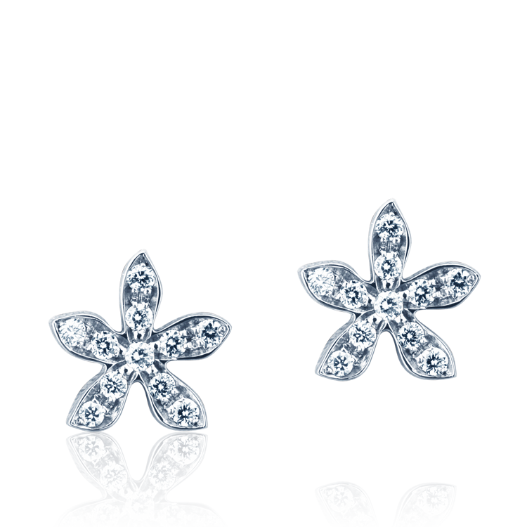 Immagine di Orecchini a fiore in Oro Bianco e Diamanti