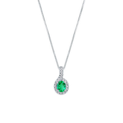 Picture of Necklace with emerald and diamond in white gold