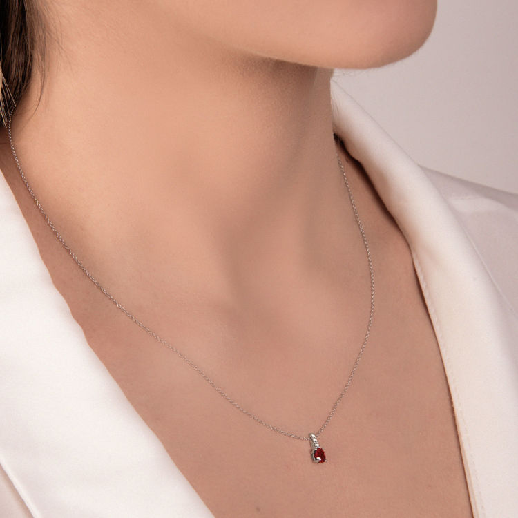 Picture of Necklace with ruby and diamond in white gold