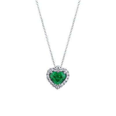 Picture of Necklace with emerald and diamond in white gold