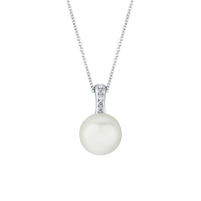 Picture of Necklace with cultivated pearl and diamond in white gold
