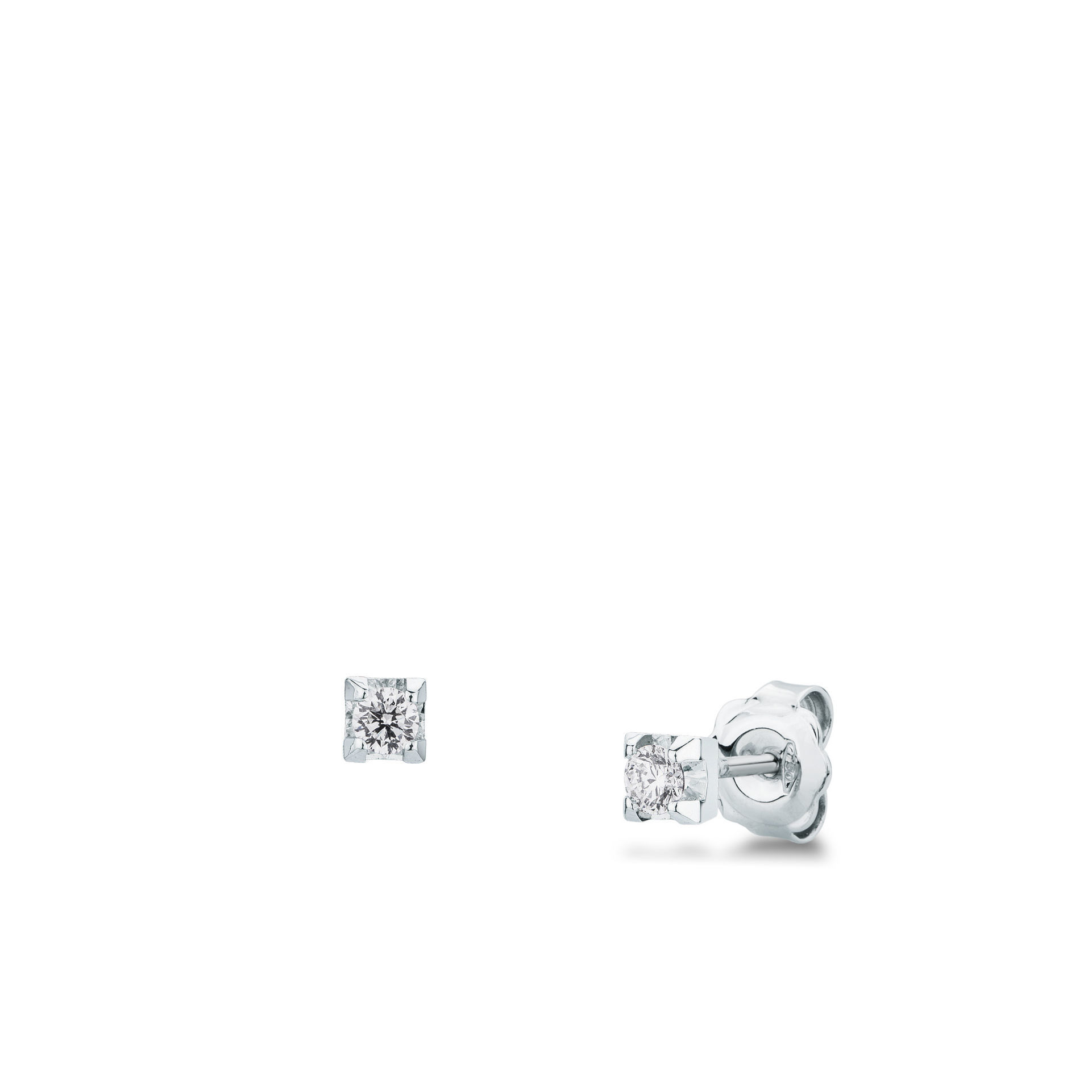 Pareja de pendientes de ballestilla con diamante en oro blanco