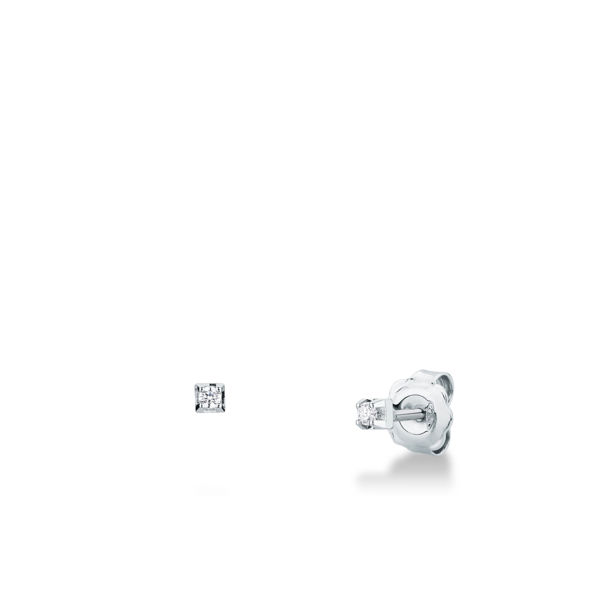 Pareja de pendientes de ballestilla con diamante en oro blanco