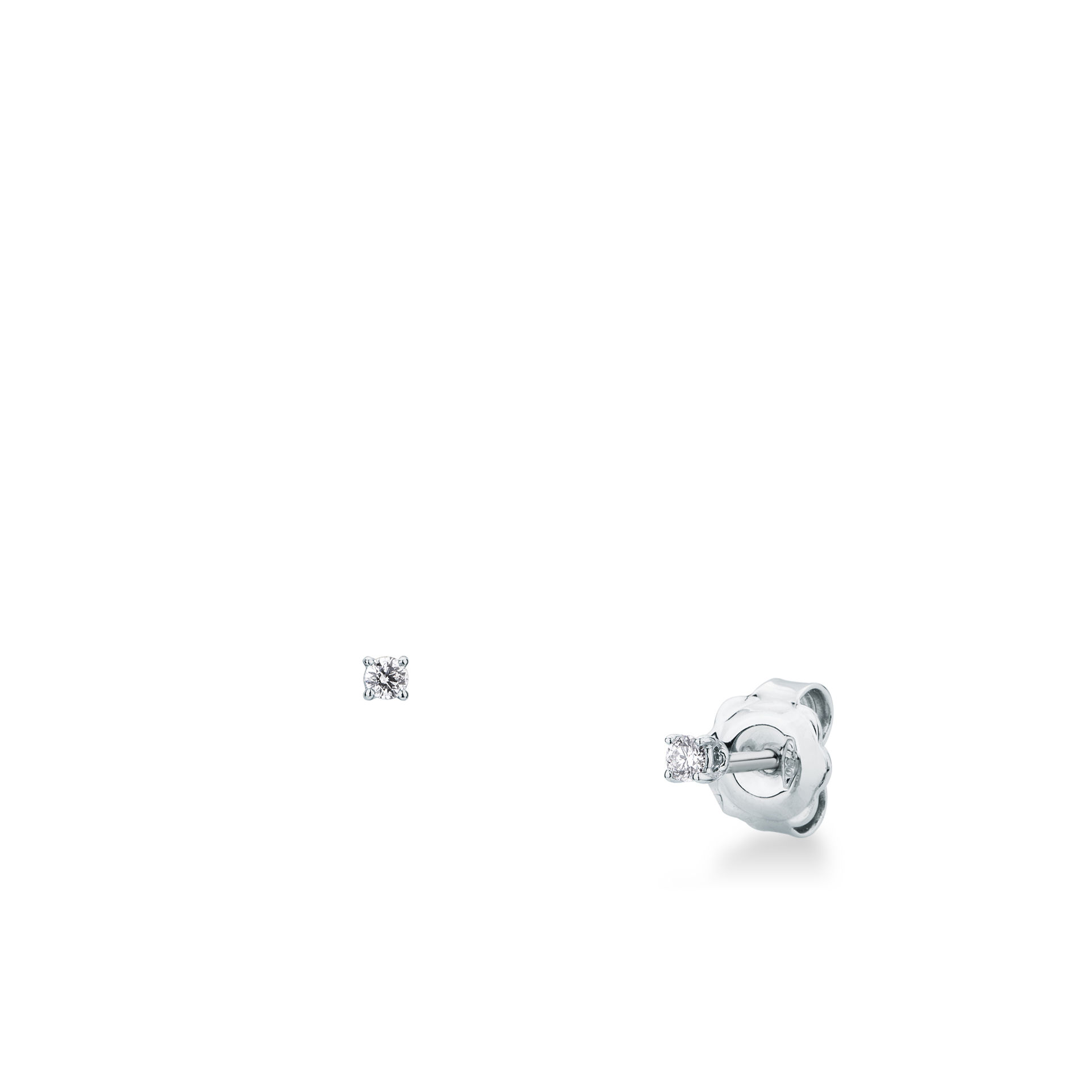 Paio Orecchini a scatto con Diamante in Oro Bianco