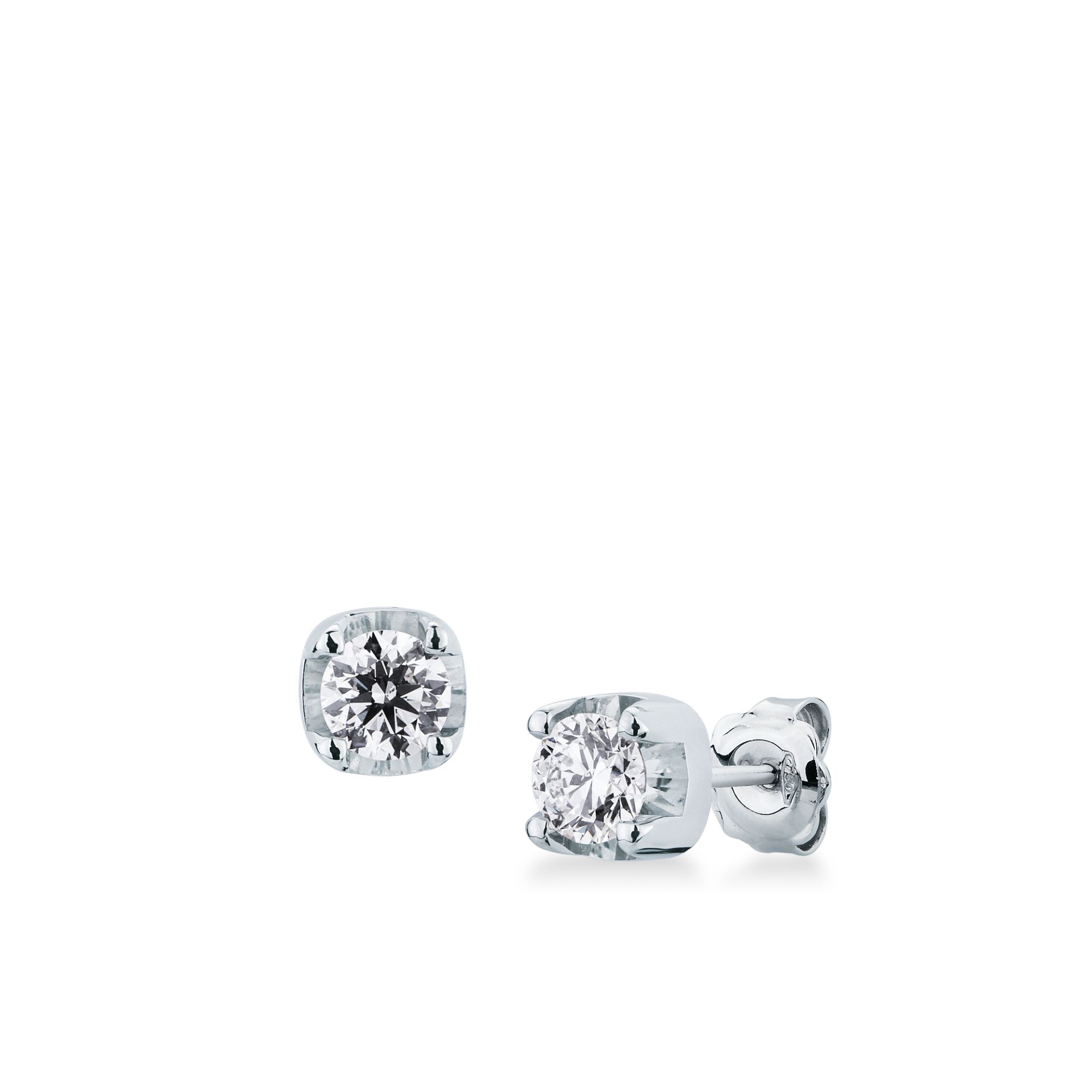 Pareja de pendientes de ballestilla con diamante en oro blanco