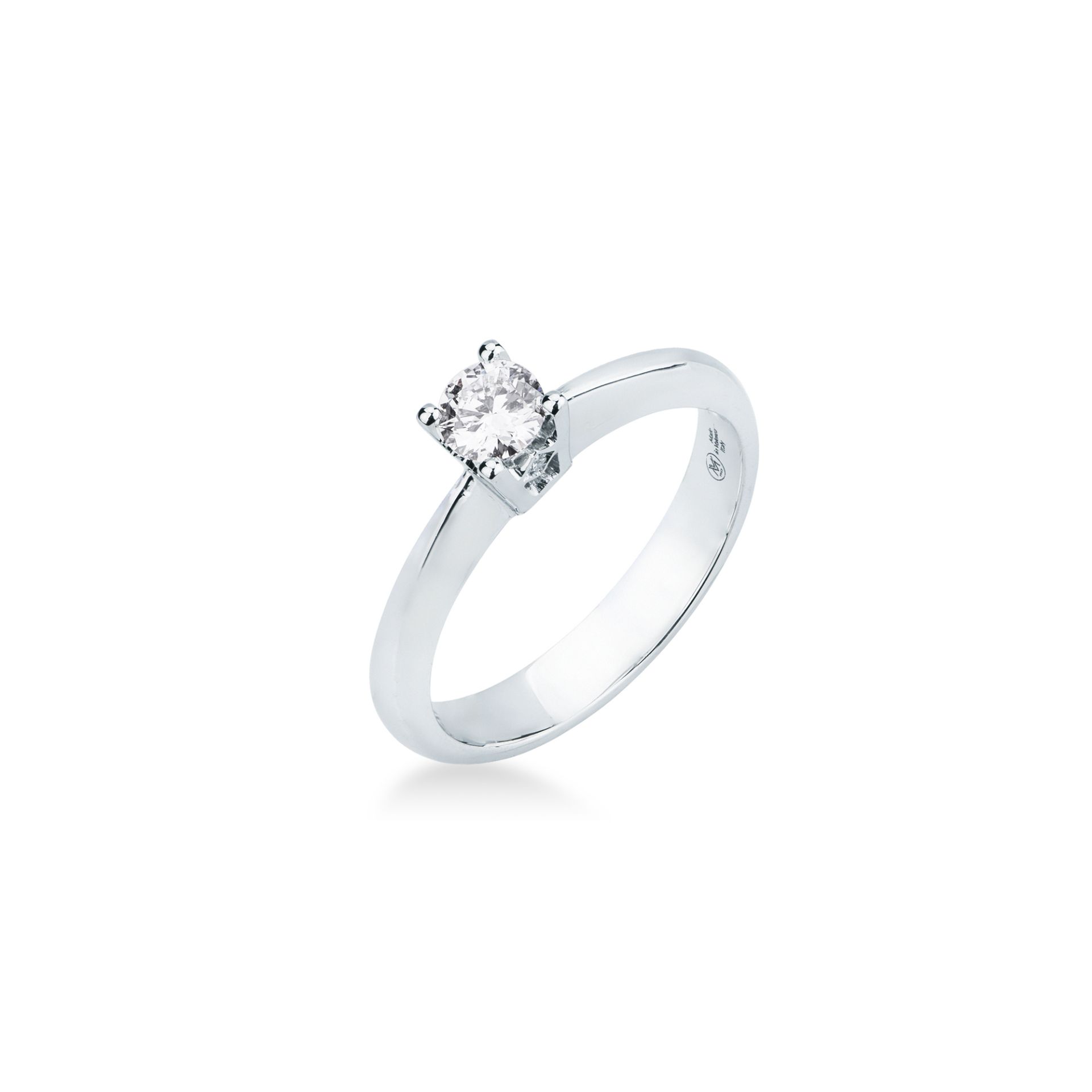 Anello Solitario con Diamante in Oro Bianco