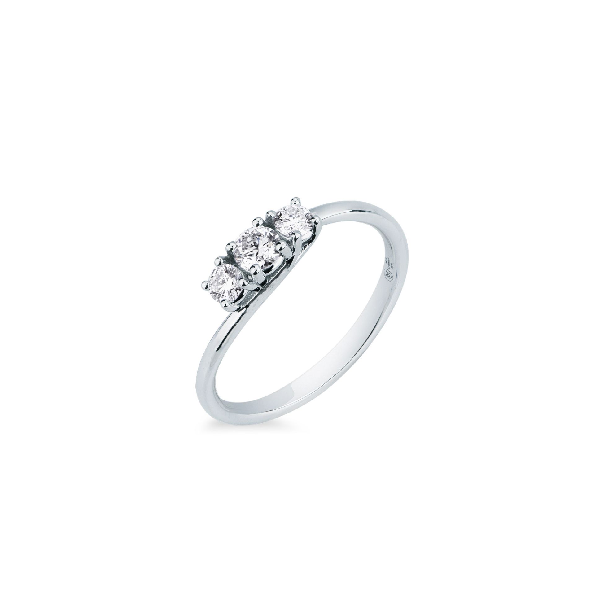 Anillo con diamante en oro blanco