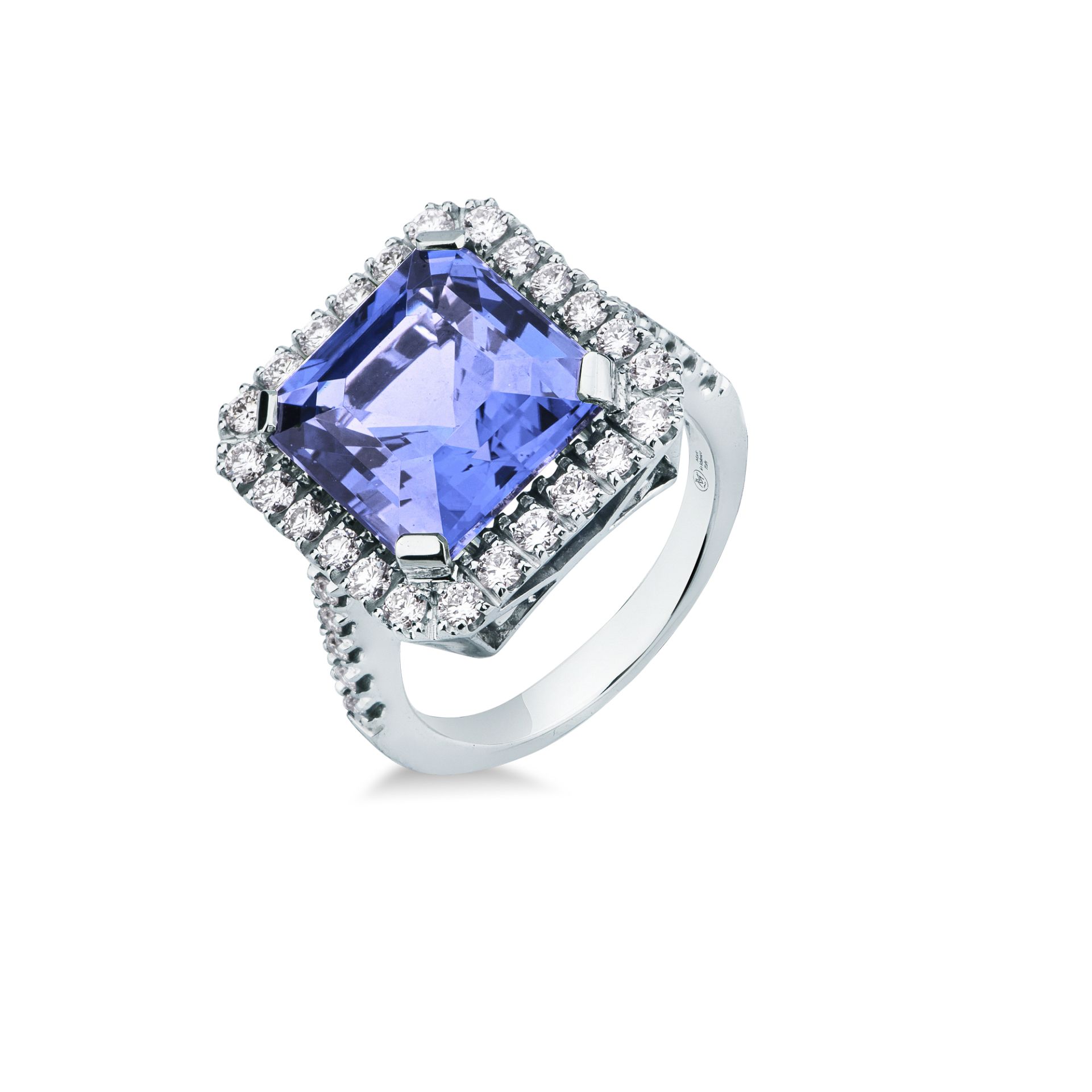 Anillo con Tanzanita y diamante en oro blanco