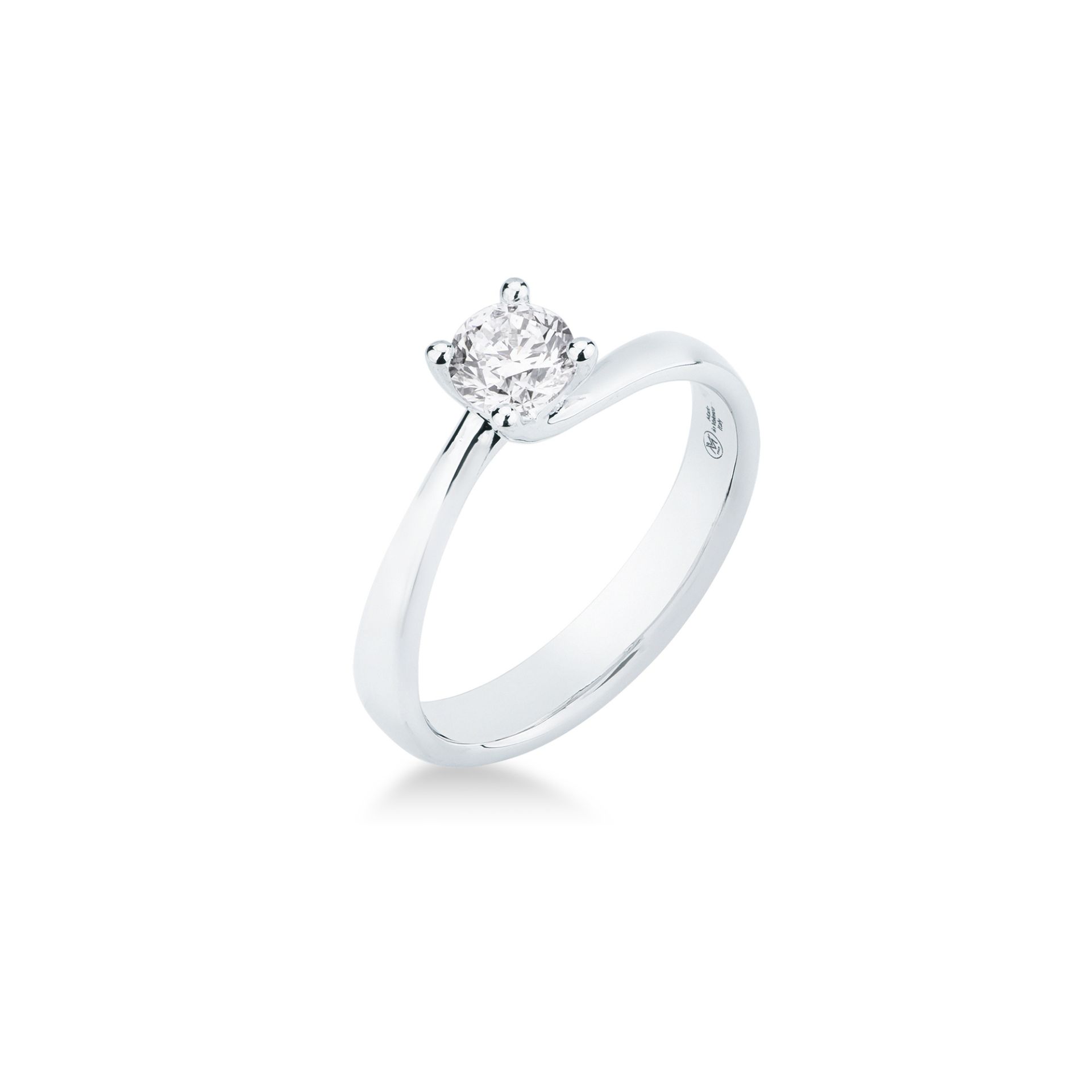 Anillo solitario con diamante en oro blanco