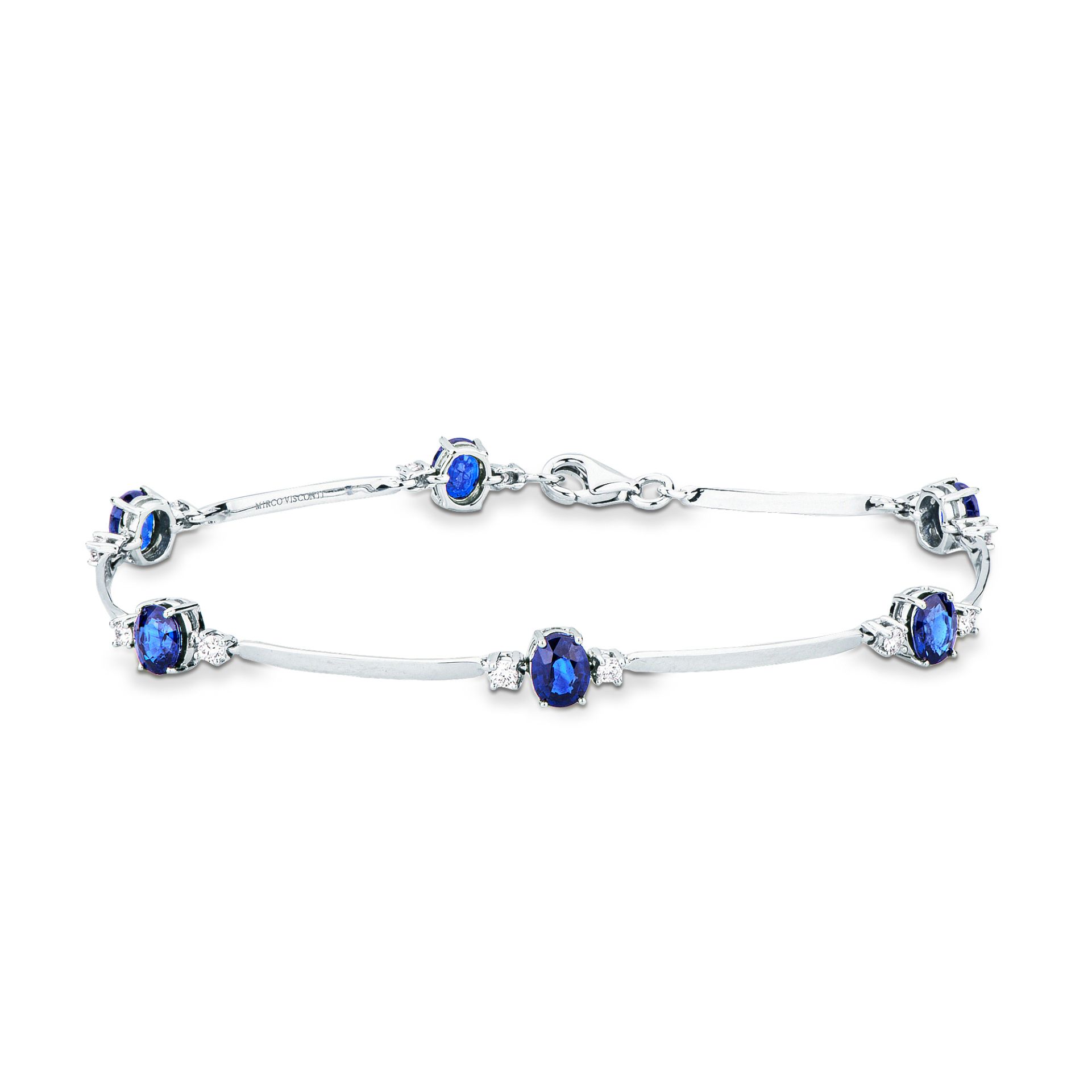 Pulsera con zafiro y diamante en oro blanco