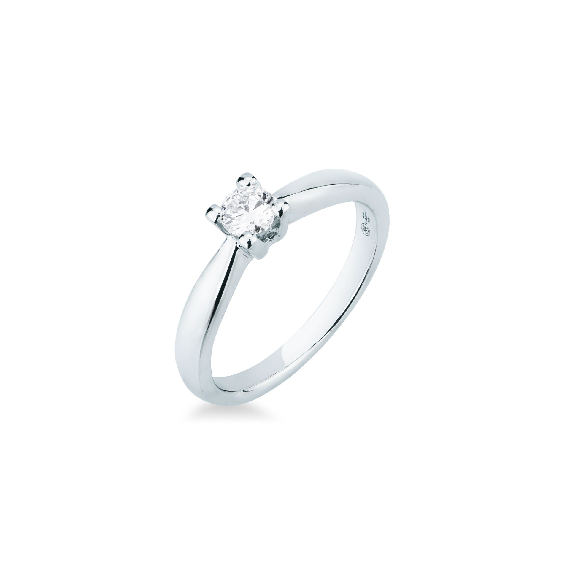 Anillo solitario con diamante en oro blanco
