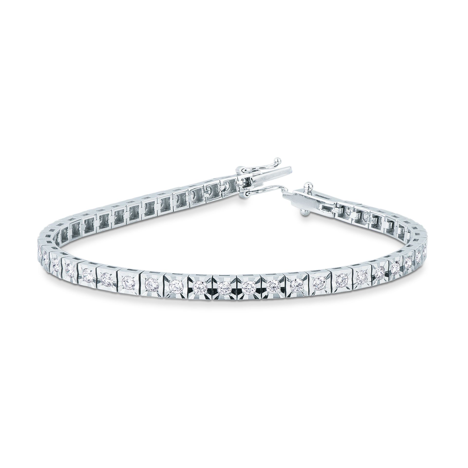 Pulsera con diamante en oro blanco