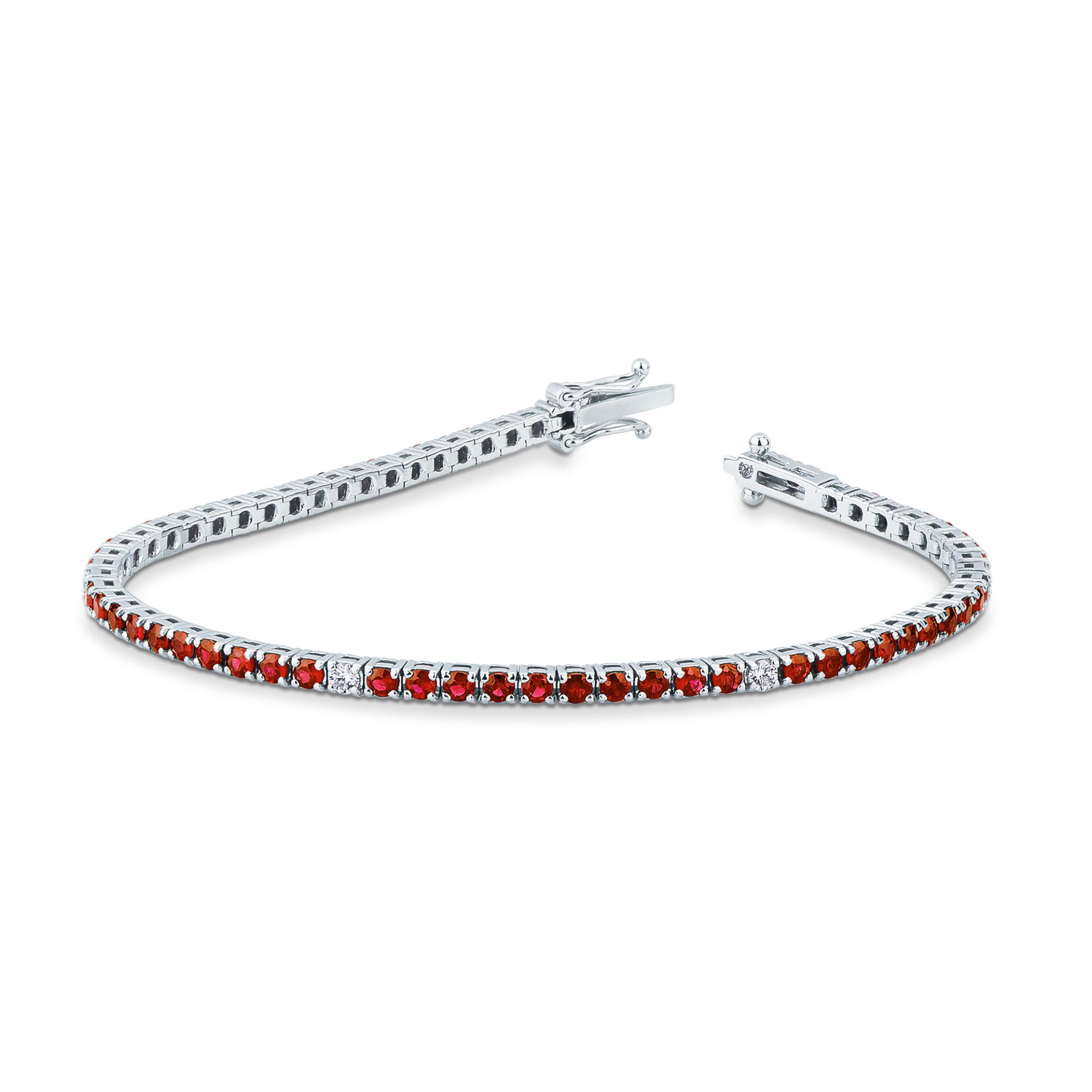 Pulsera con rubí y diamante en oro blanco