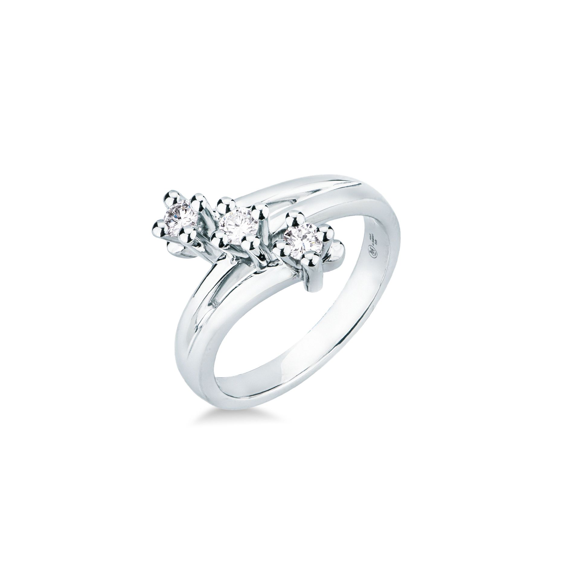 Anillo con diamante en oro blanco