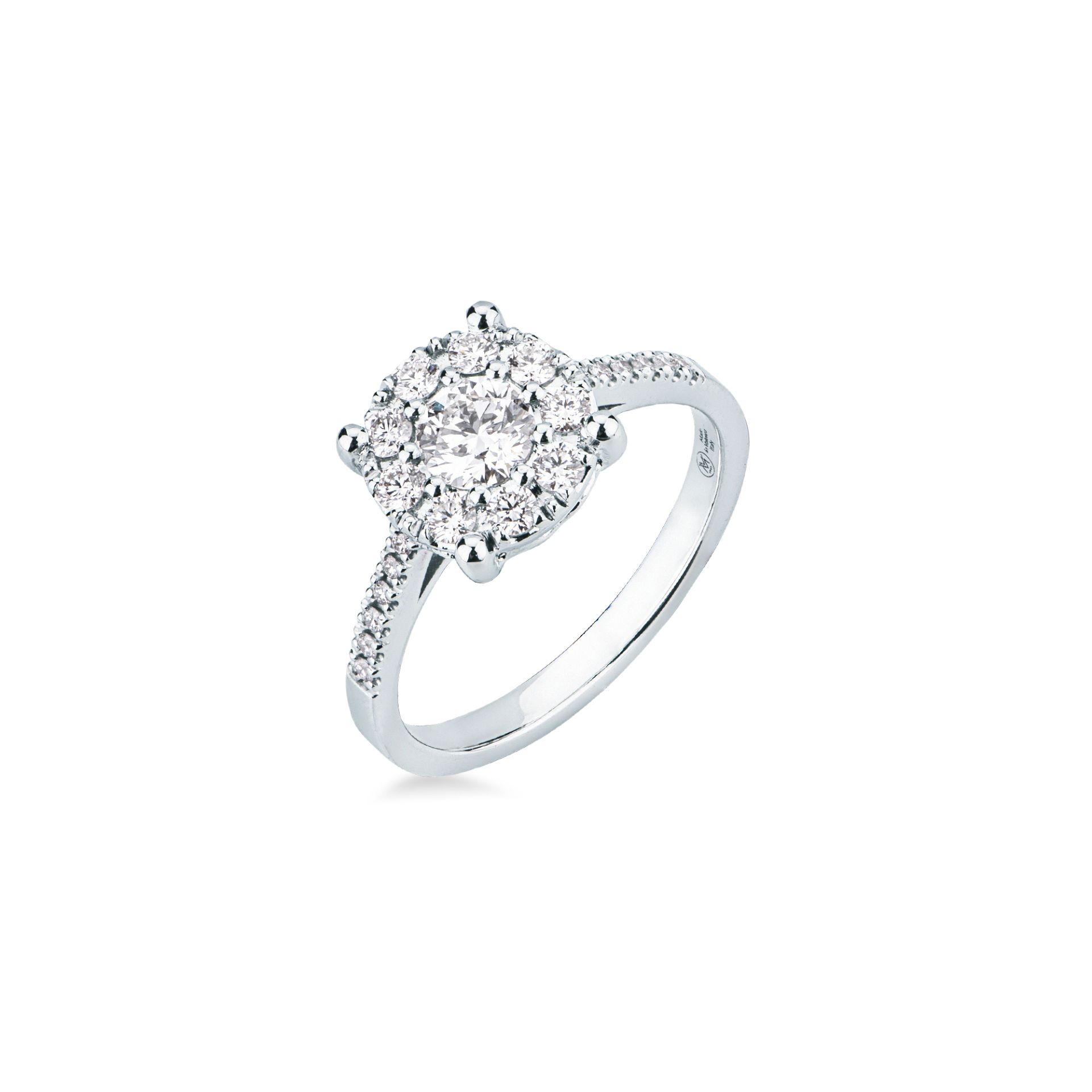 Anillo con diamante en oro blanco