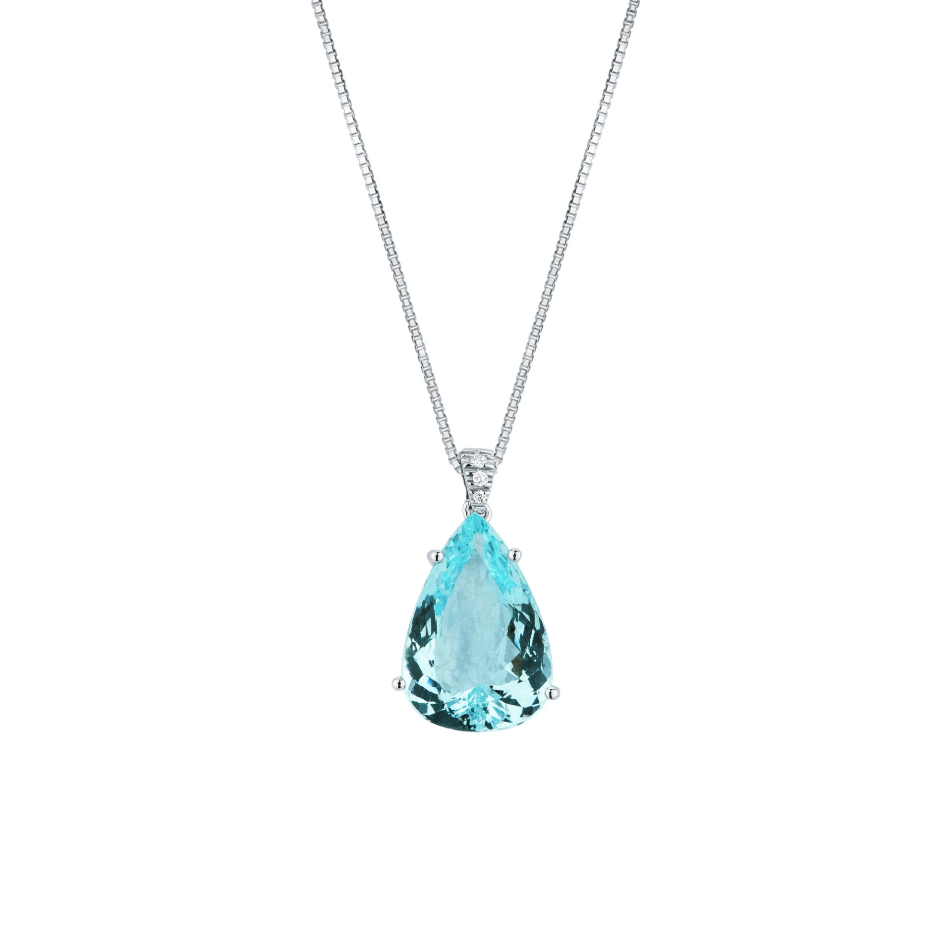 Collar con aguamarina y diamante en oro blanco