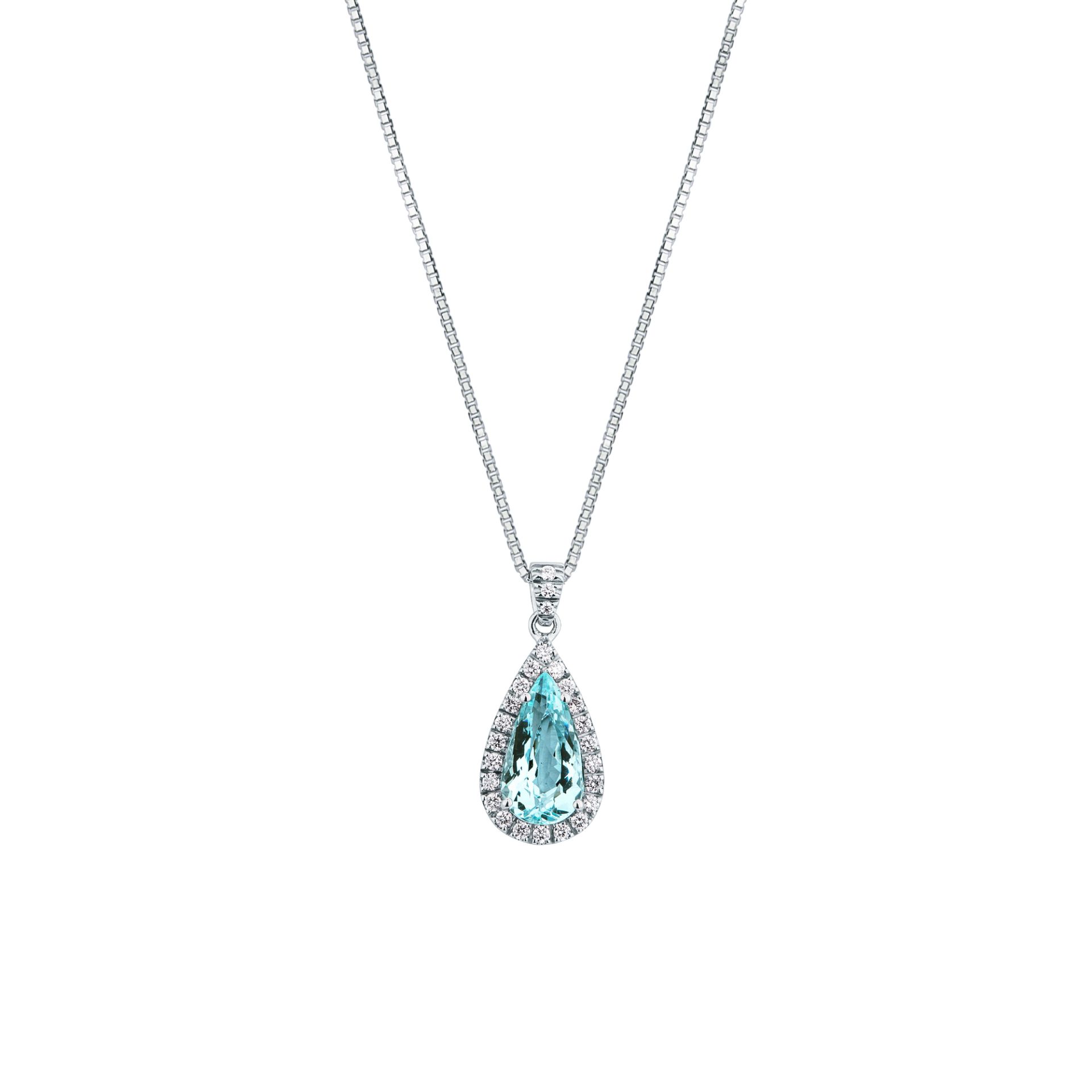 Collar con aguamarina y diamante en oro blanco