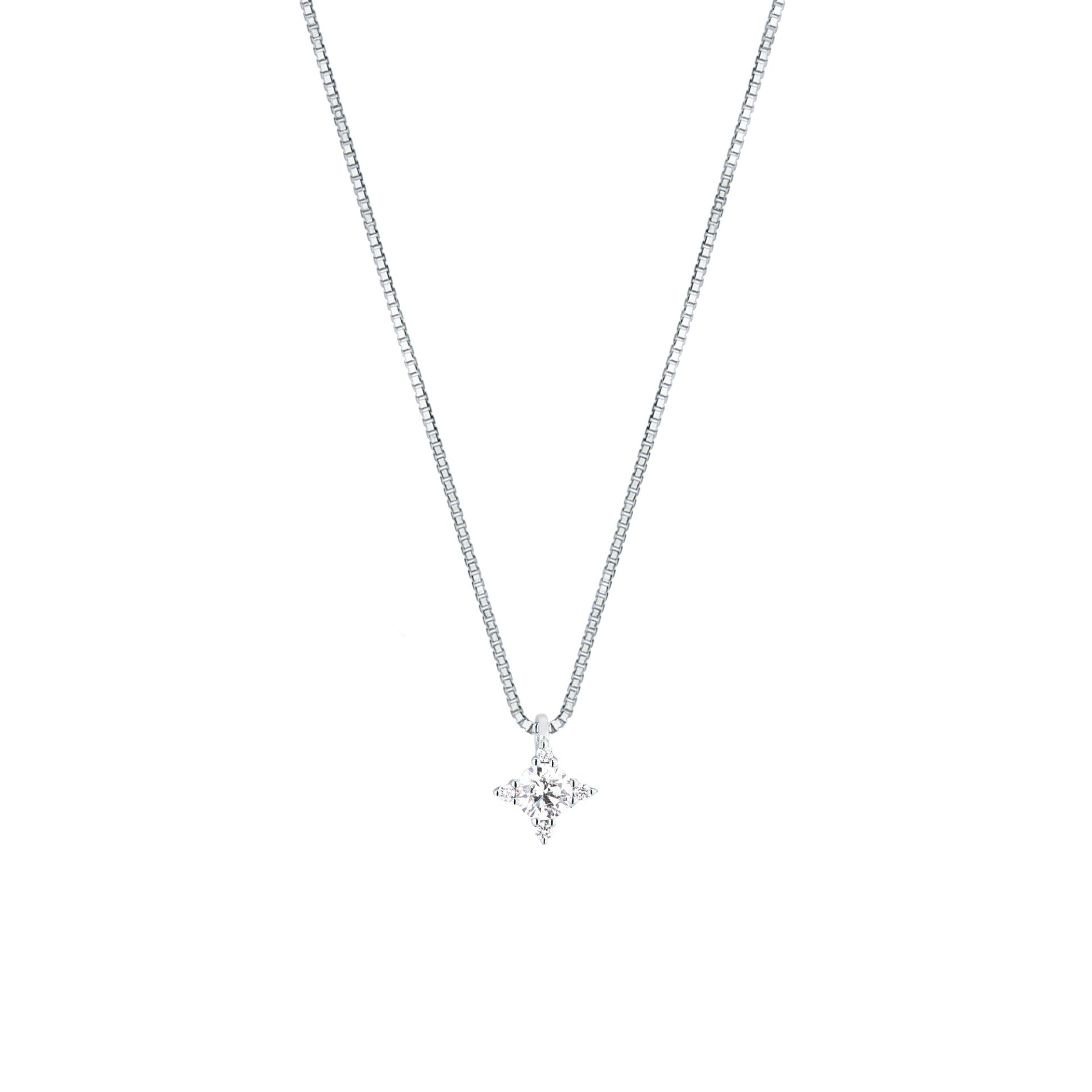 Collar con diamante en oro blanco