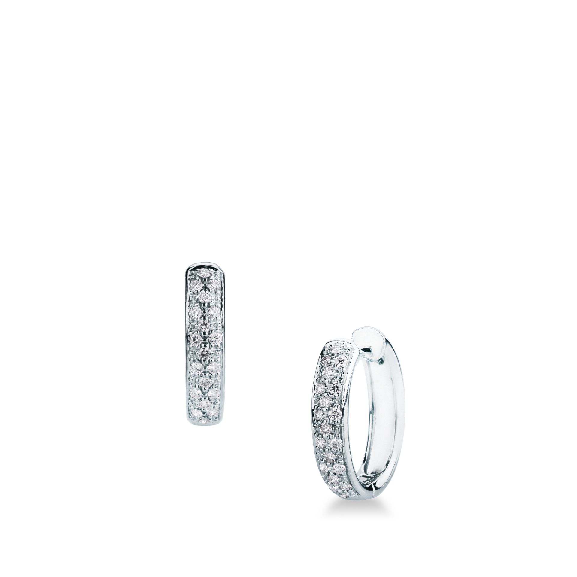 Pareja de pendientes de ballestilla con diamante en oro blanco
