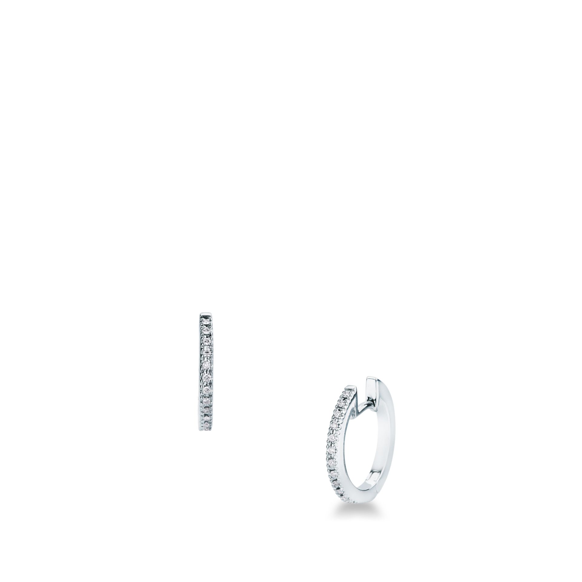 Pareja de pendientes de ballestilla con diamante en oro blanco