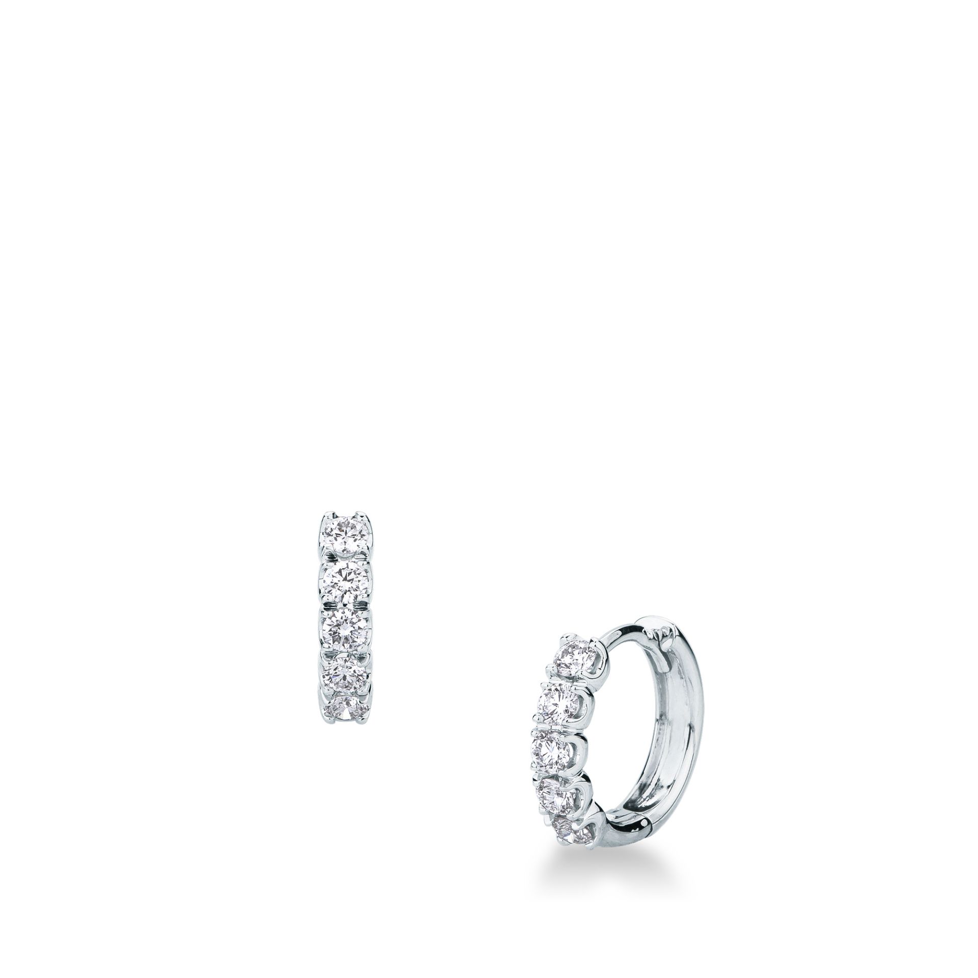 Pareja de pendientes de ballestilla con diamante en oro blanco