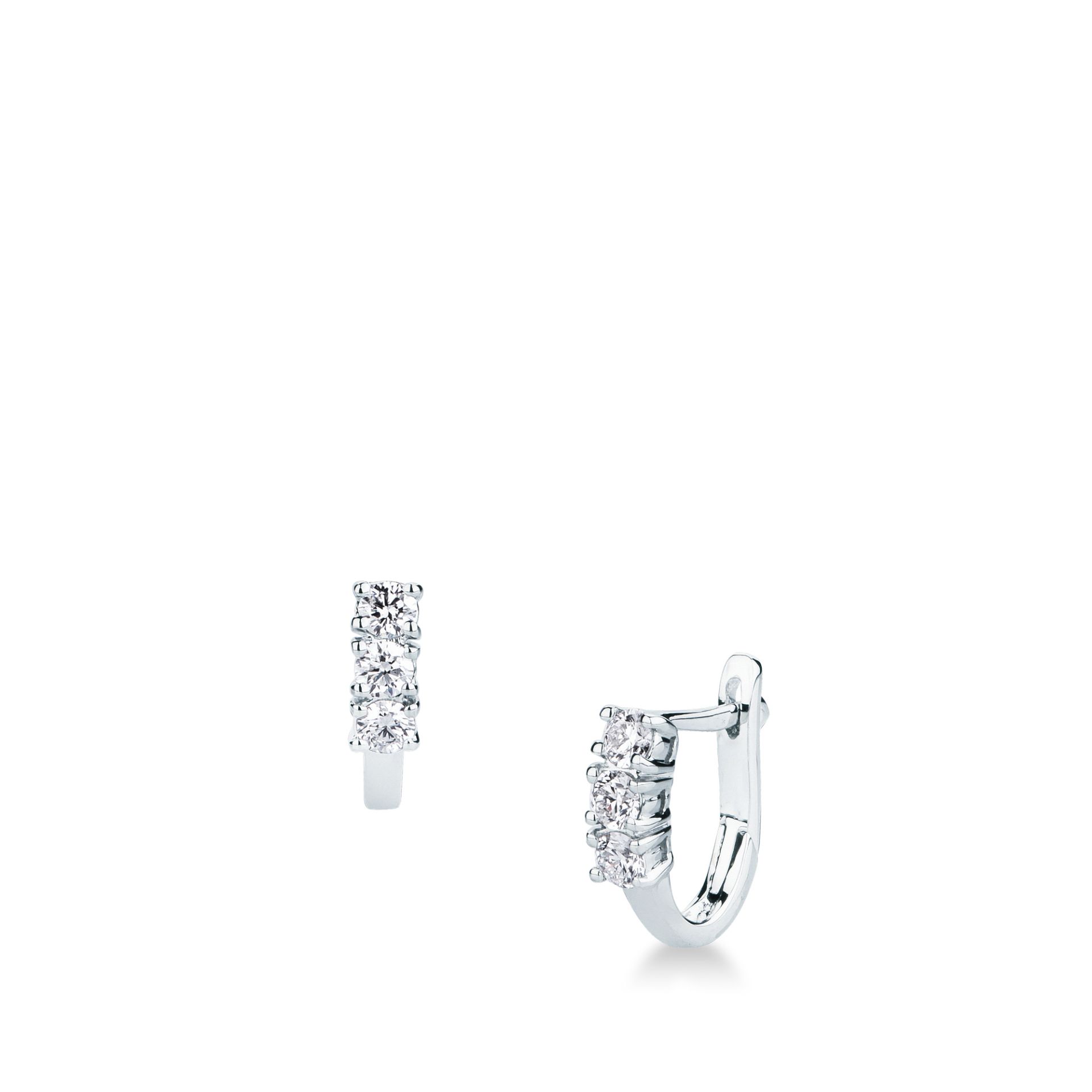 Pareja de pendientes de ballestilla con diamante en oro blanco