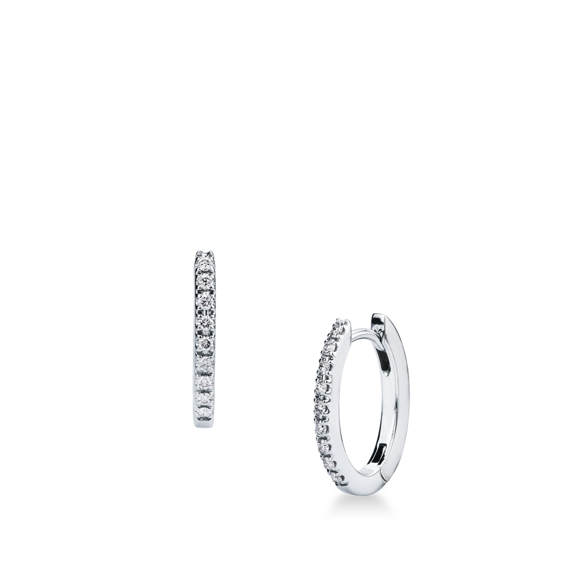 Pareja de pendientes de ballestilla con diamante en oro blanco
