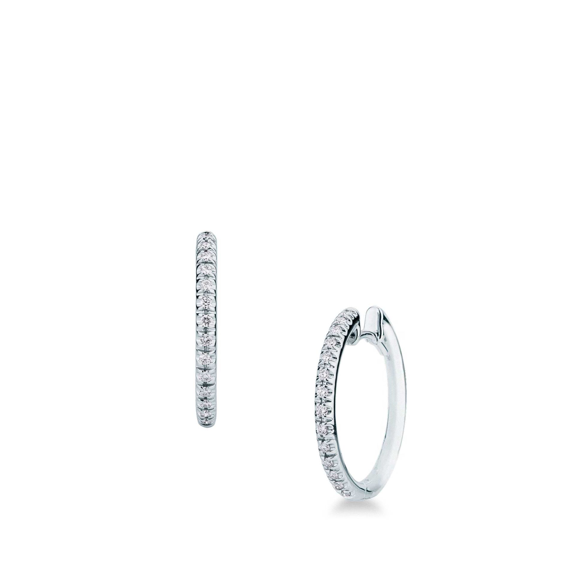 Paio Orecchini a scatto con Diamante in Oro Bianco