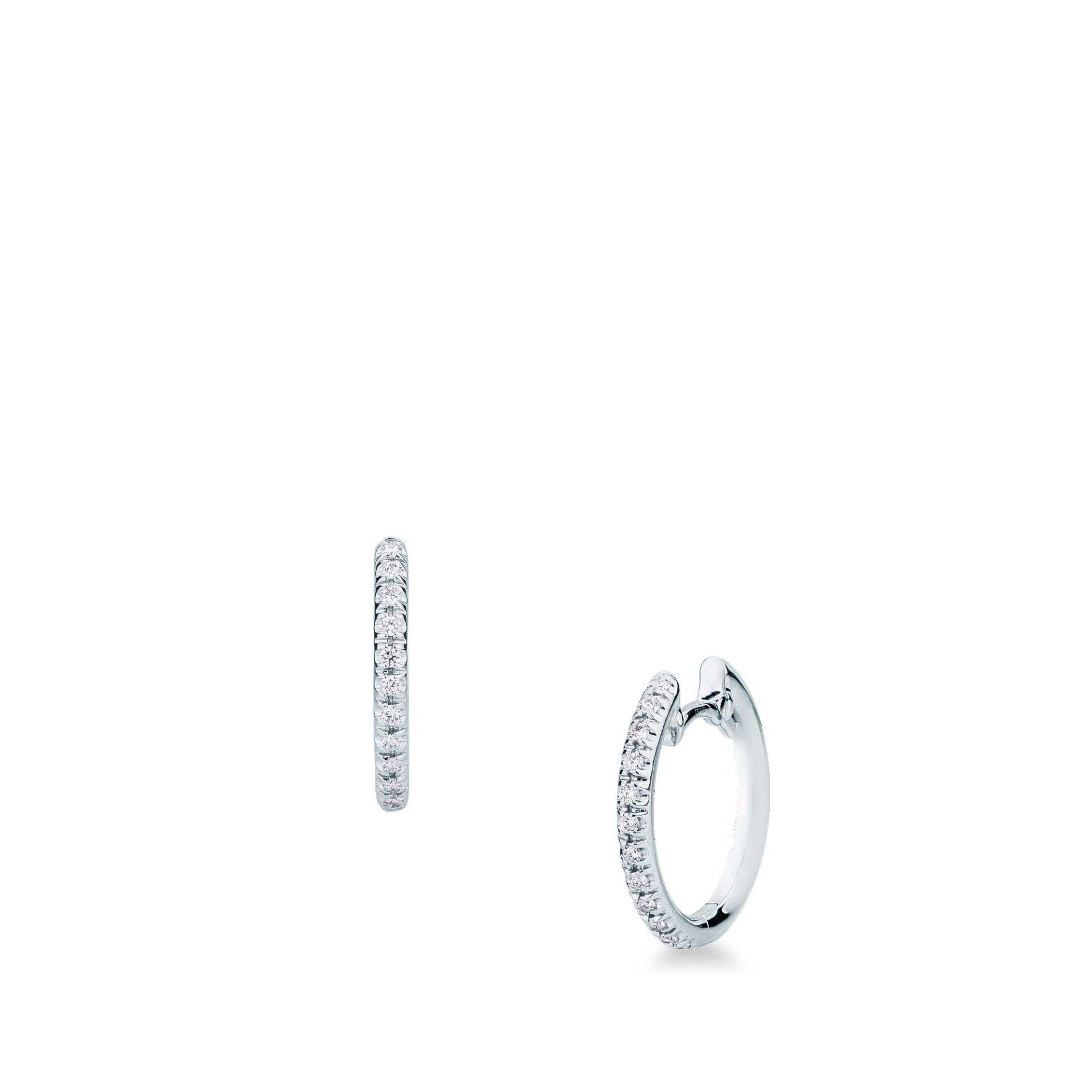 Paio Orecchini a scatto con Diamante in Oro Bianco