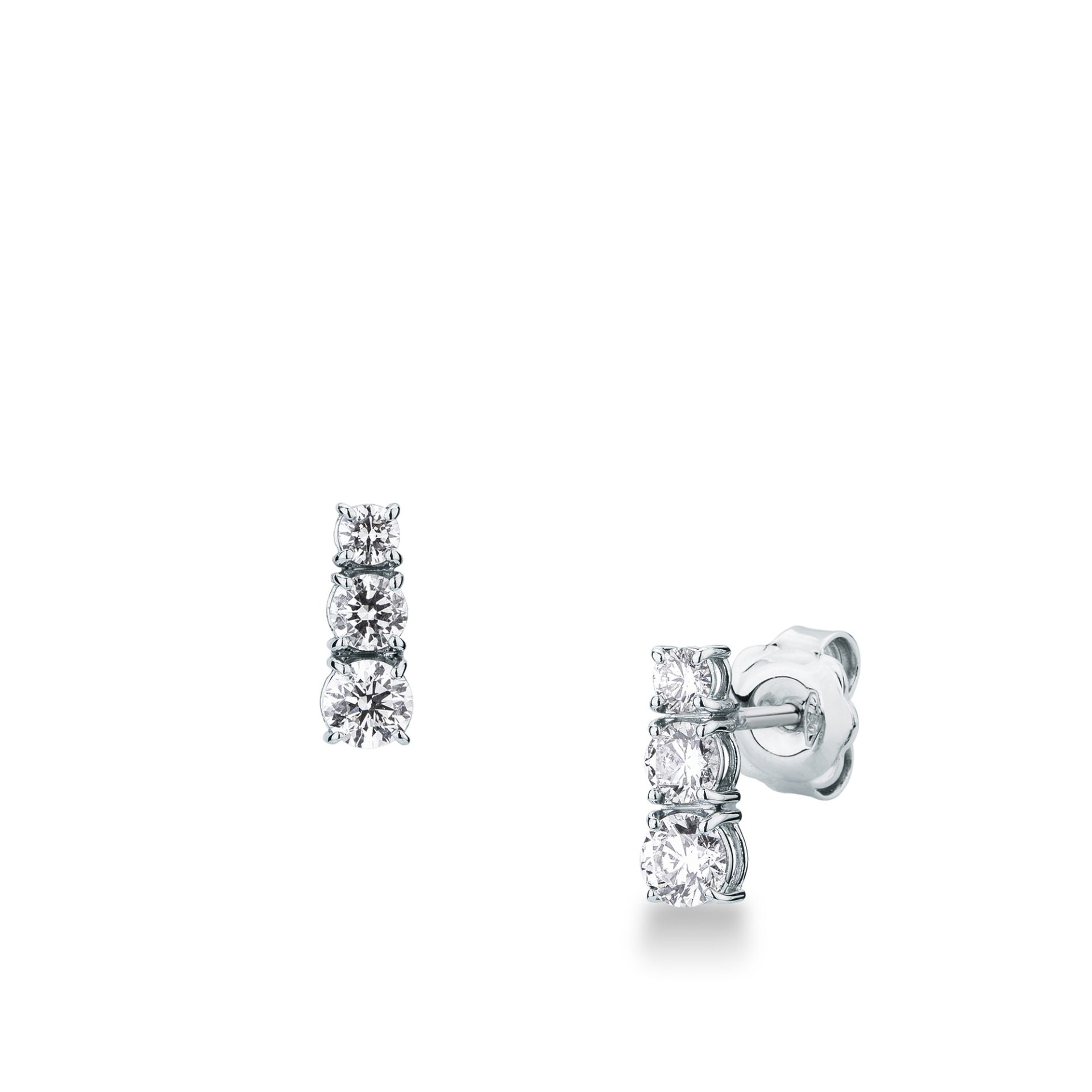 Pareja de pendientes de ballestilla con diamante en oro blanco