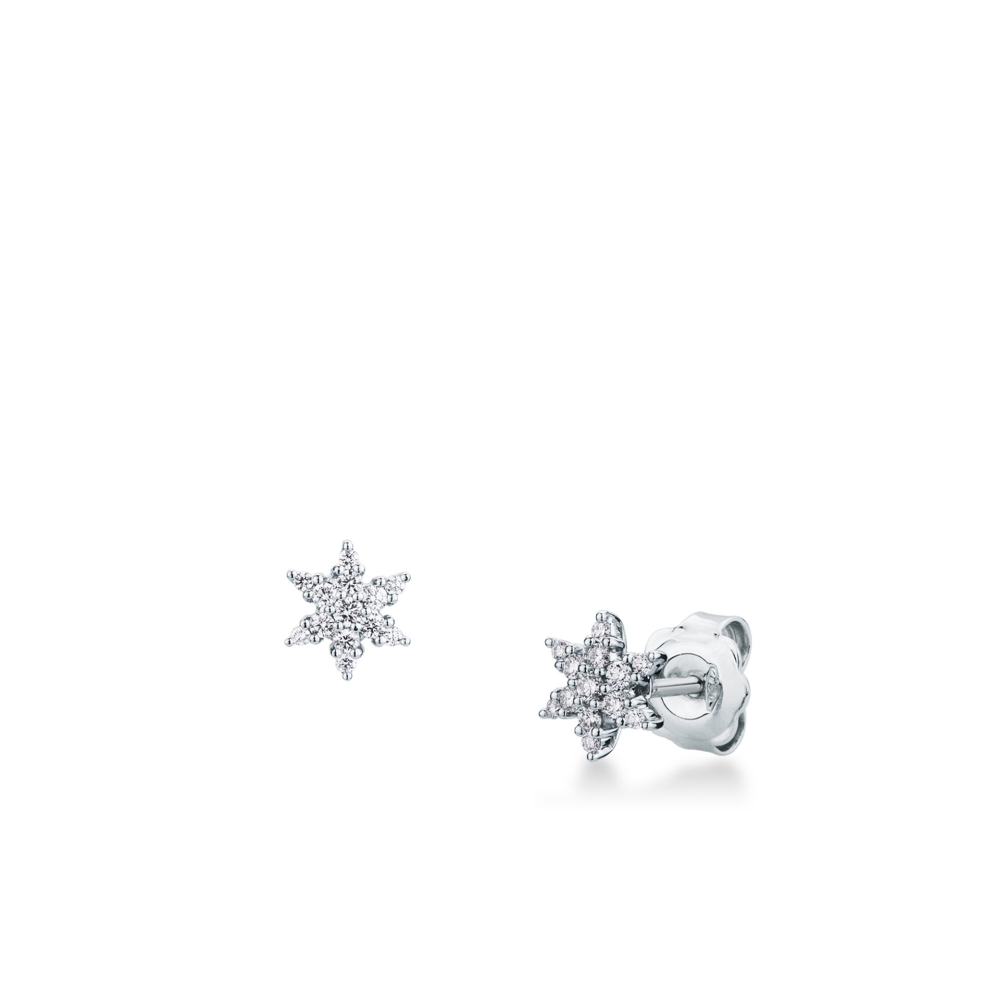 Pareja de pendientes de ballestilla con diamante en oro blanco