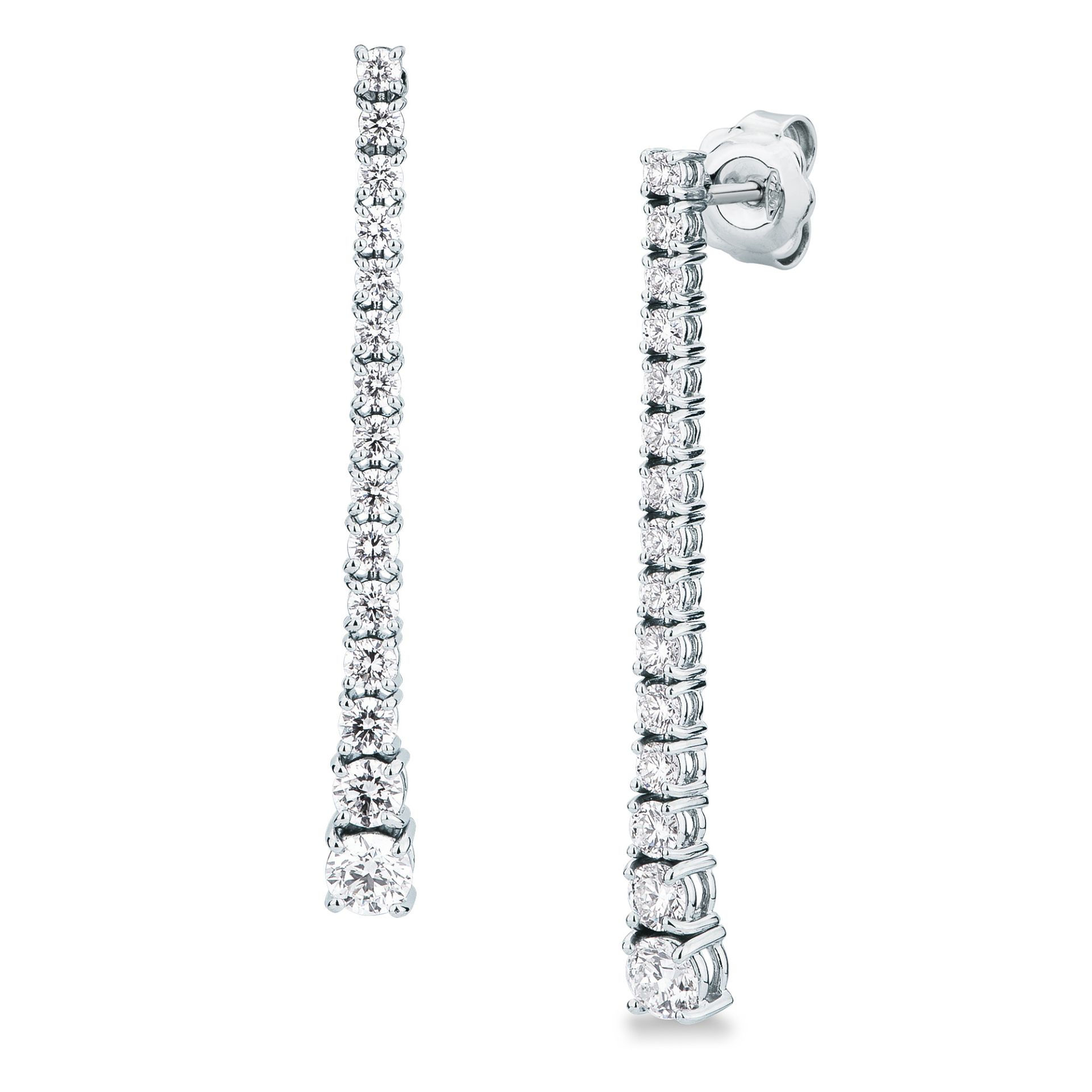 Paio Orecchini a scatto con Diamante in Oro Bianco