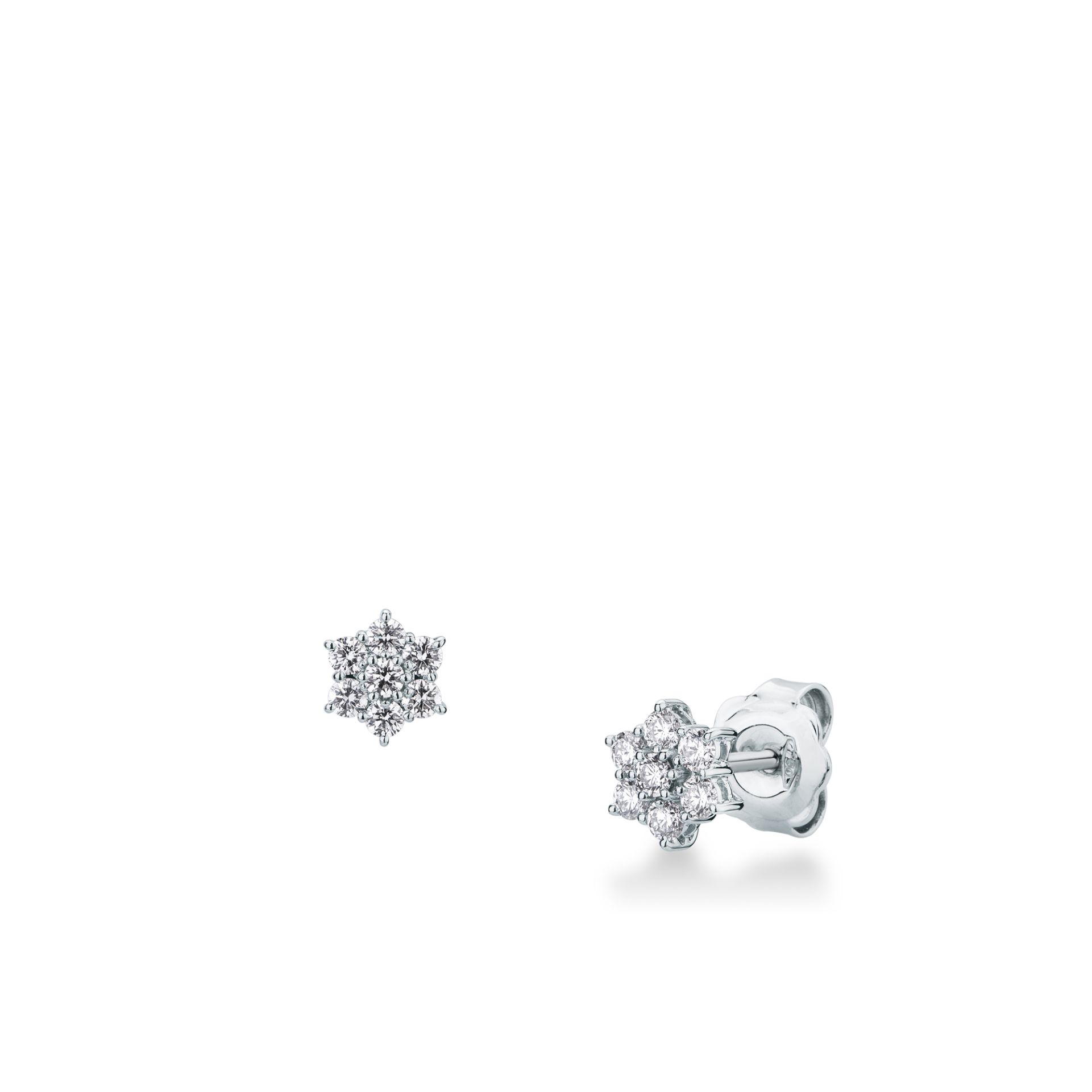 Pareja de pendientes de ballestilla con diamante en oro blanco