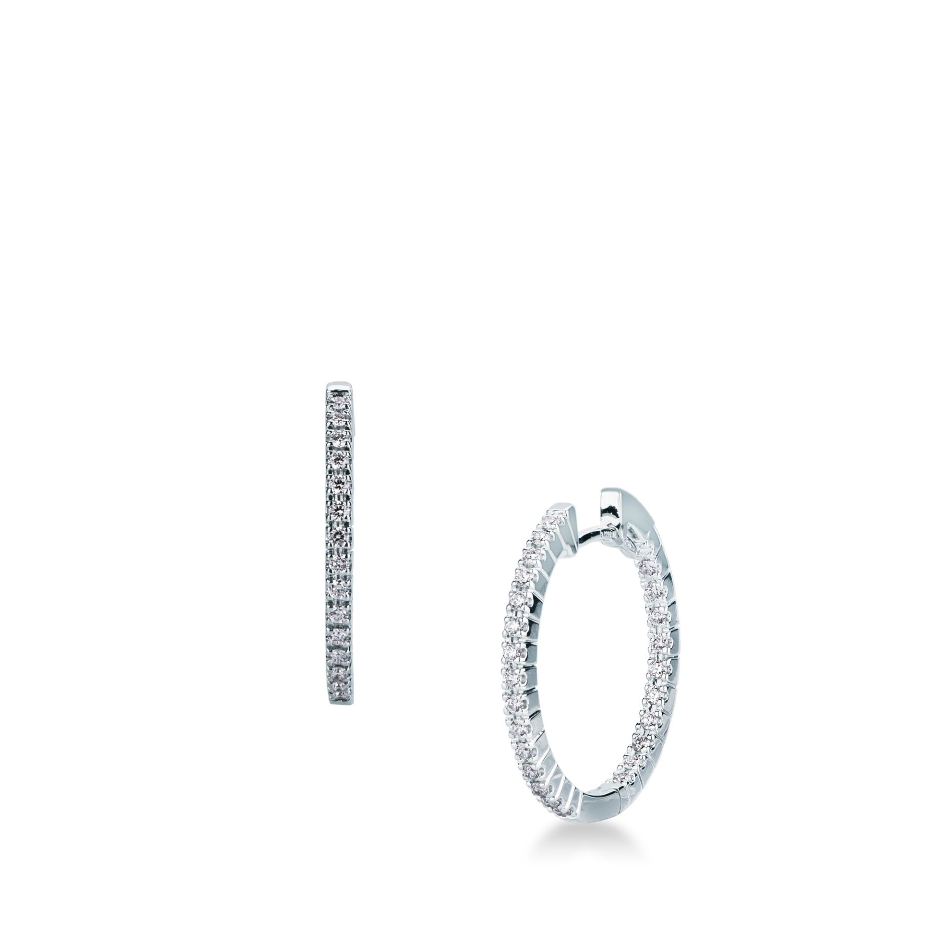Pareja de pendientes de ballestilla con diamante en oro blanco