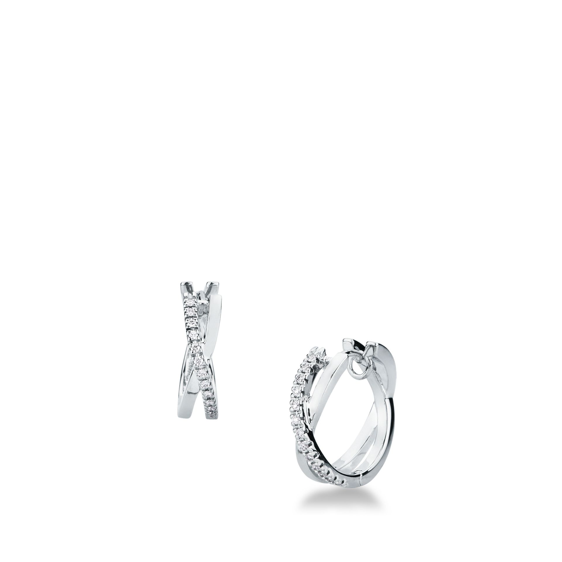 Pareja de pendientes de ballestilla con diamante en oro blanco