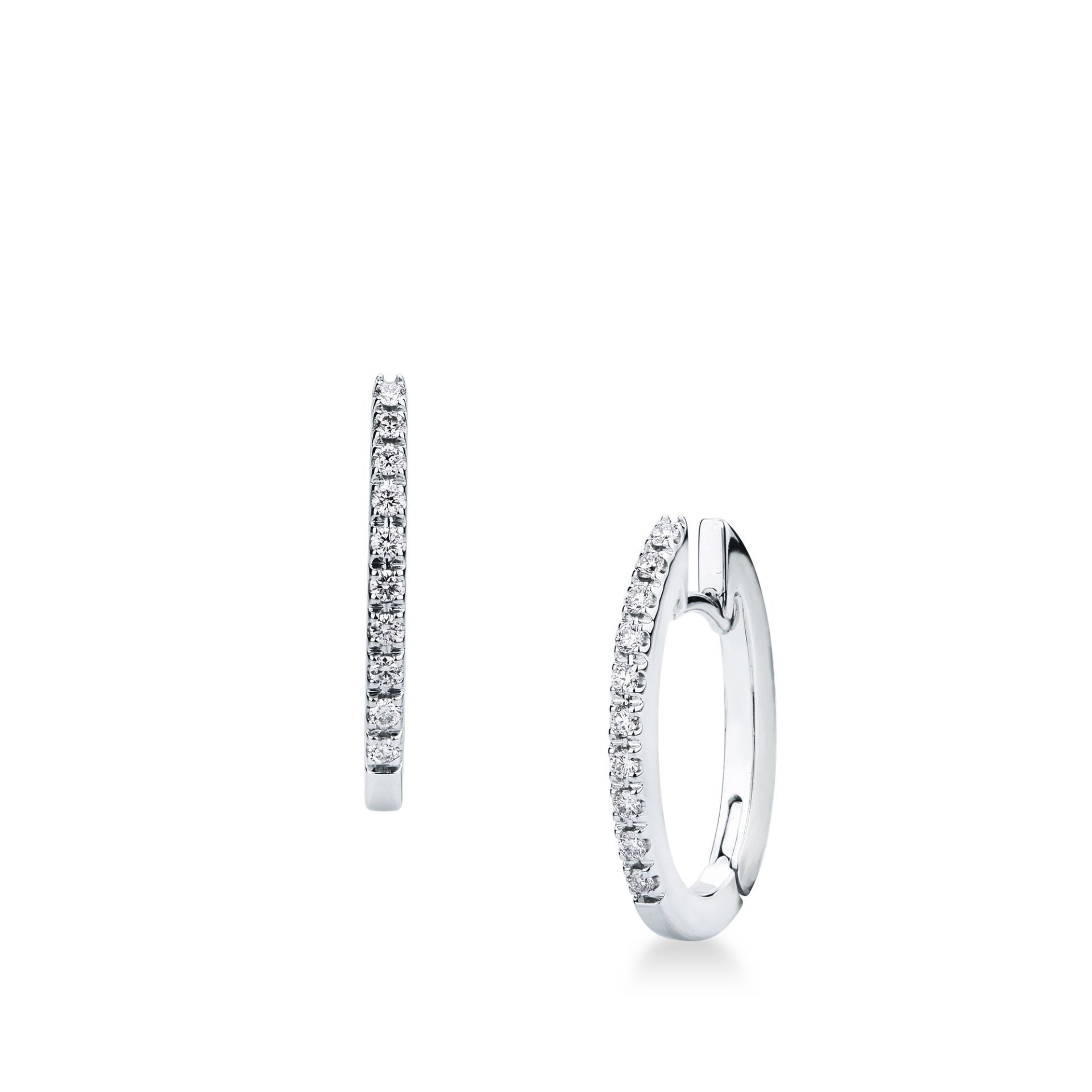 Pareja de pendientes de ballestilla con diamante en oro blanco