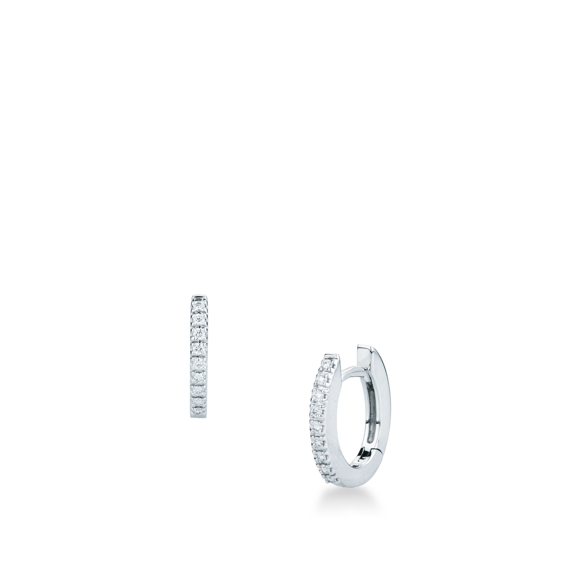 Pareja de pendientes de ballestilla con diamante en oro blanco