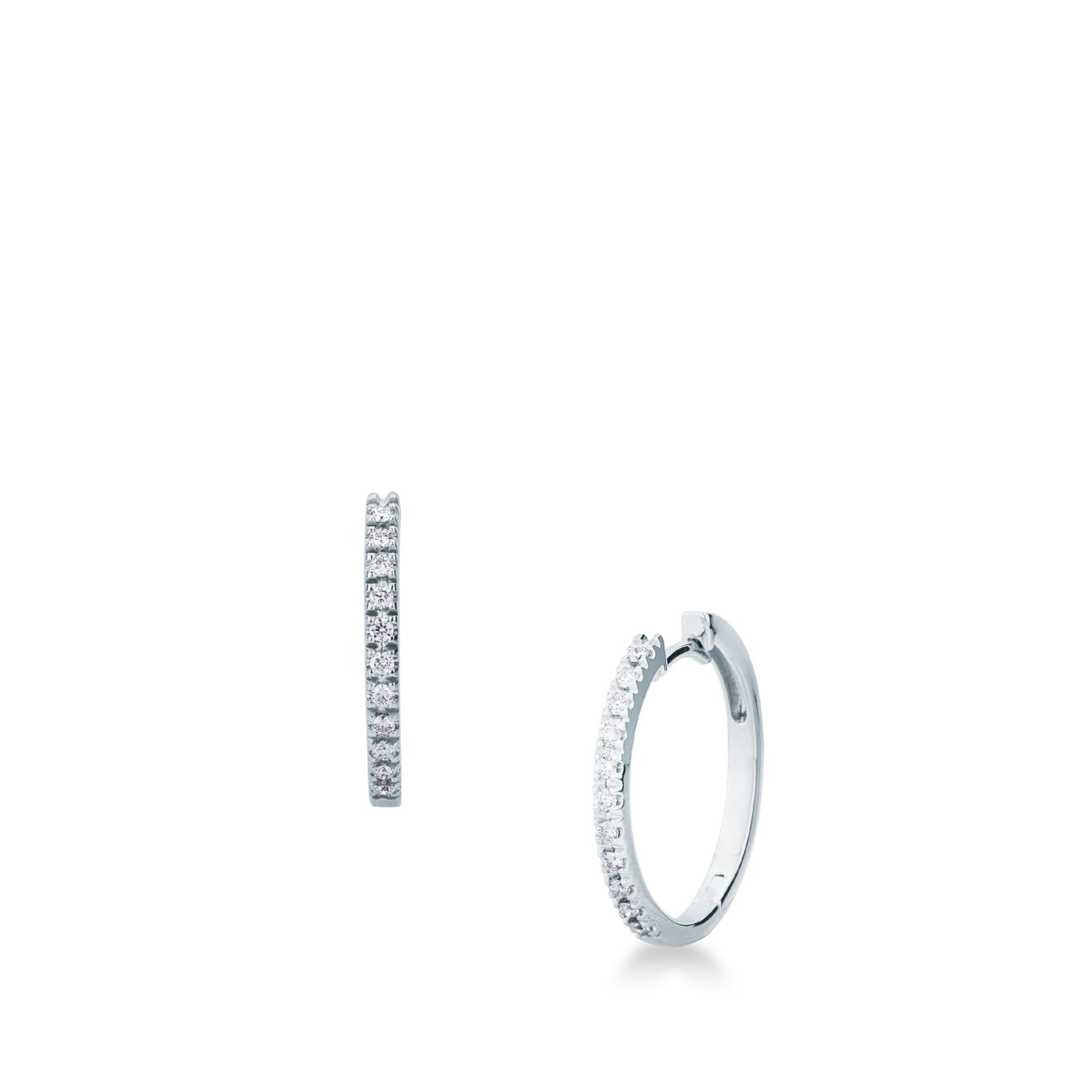Paio Orecchini a scatto con Diamante in Oro Bianco