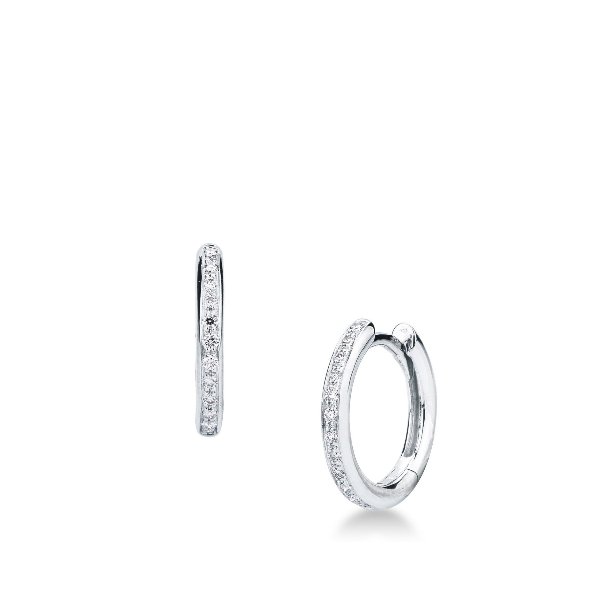 Pareja de pendientes de ballestilla con diamante en oro blanco