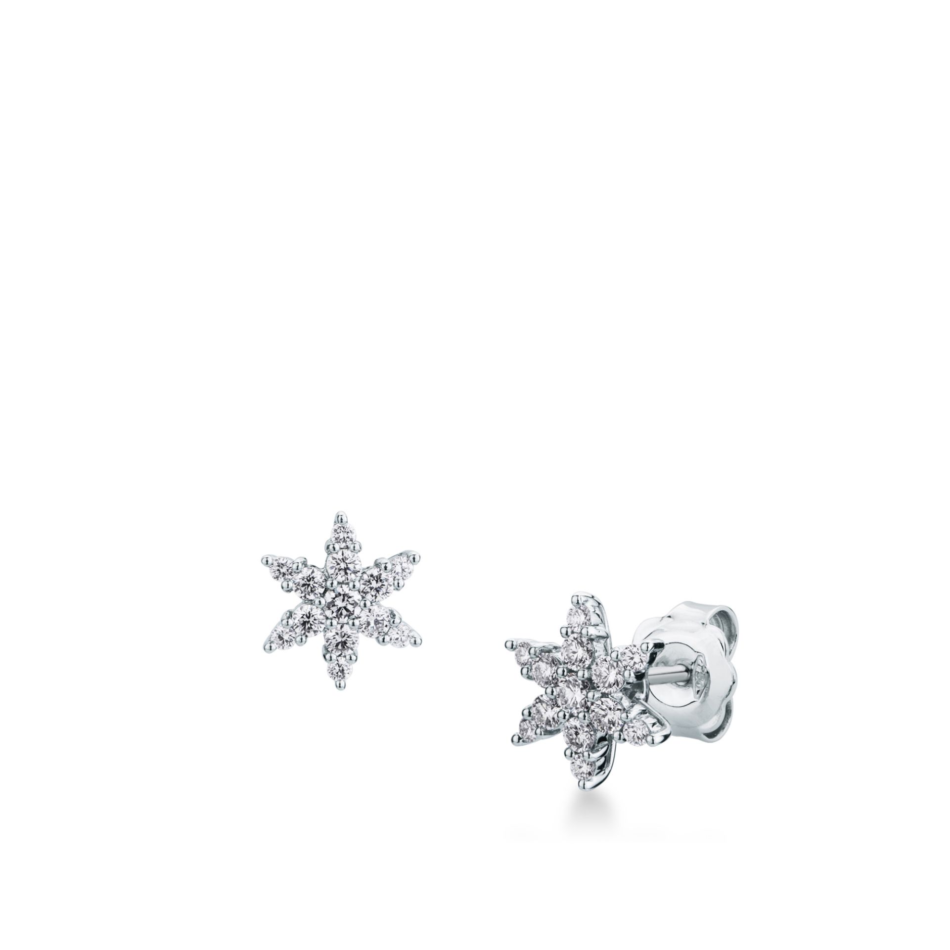 Pareja de pendientes de ballestilla con diamante en oro blanco