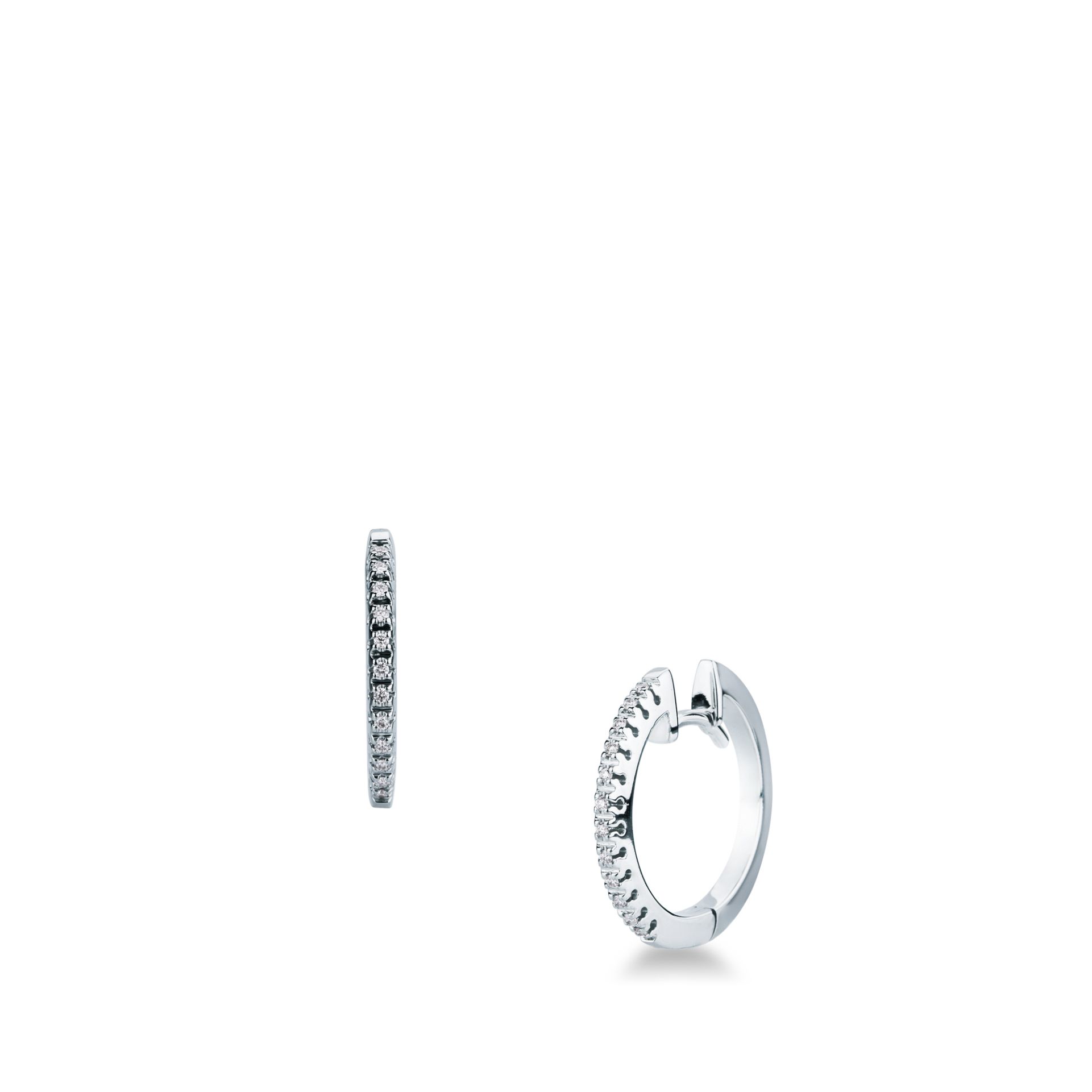 Pareja de pendientes de ballestilla con diamante en oro blanco