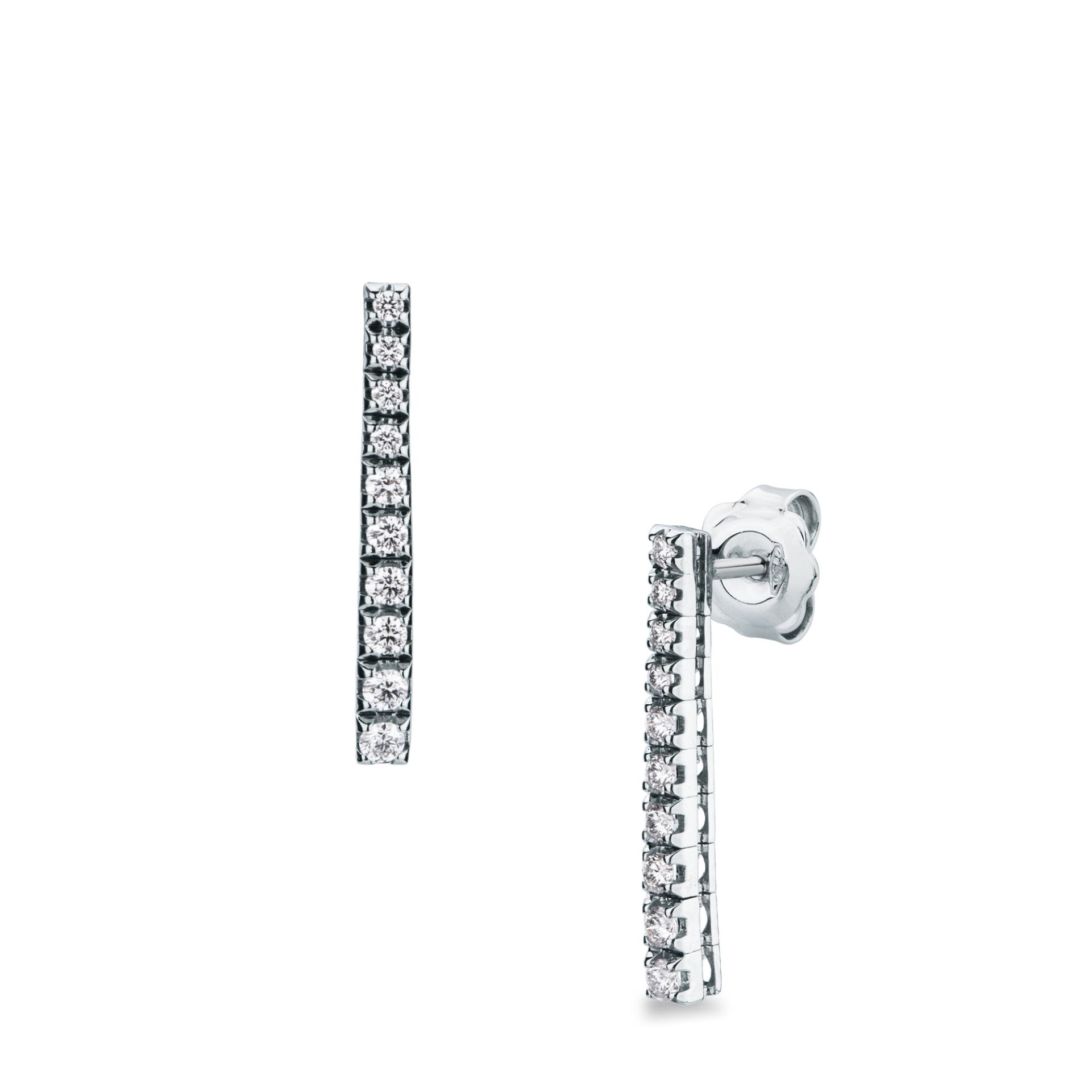 Paio Orecchini a scatto con Diamante in Oro Bianco