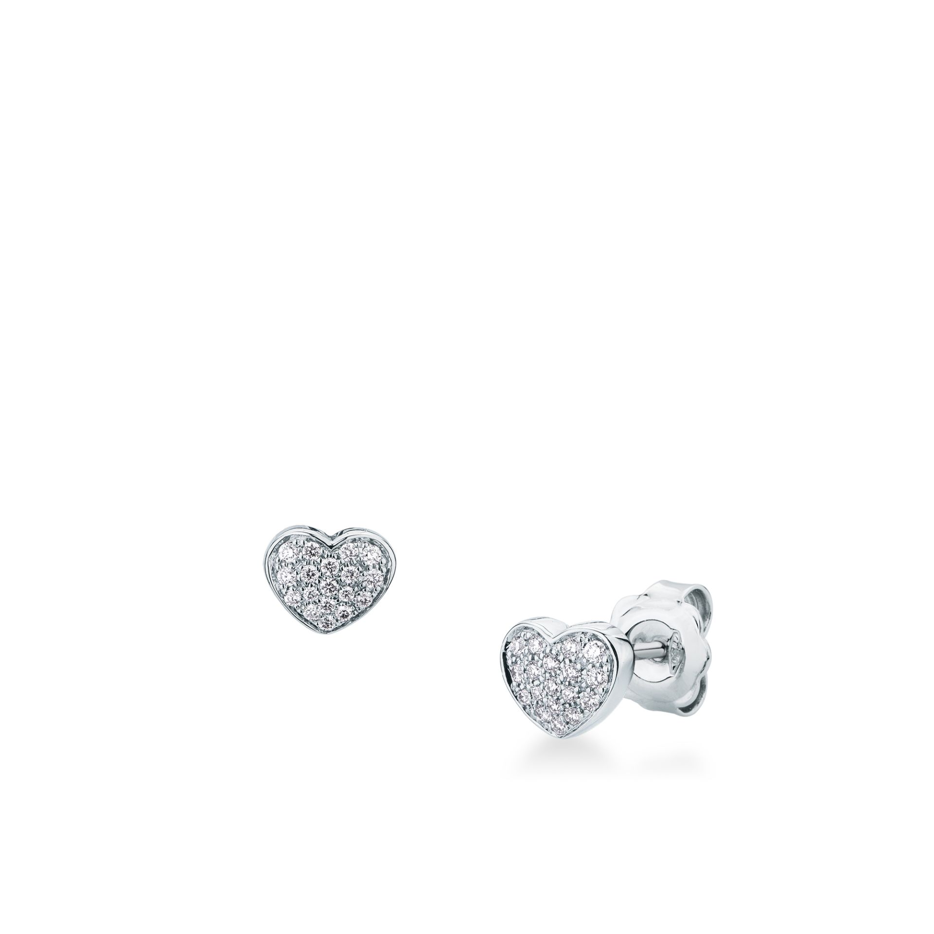 Pareja de pendientes de ballestilla con diamante en oro blanco