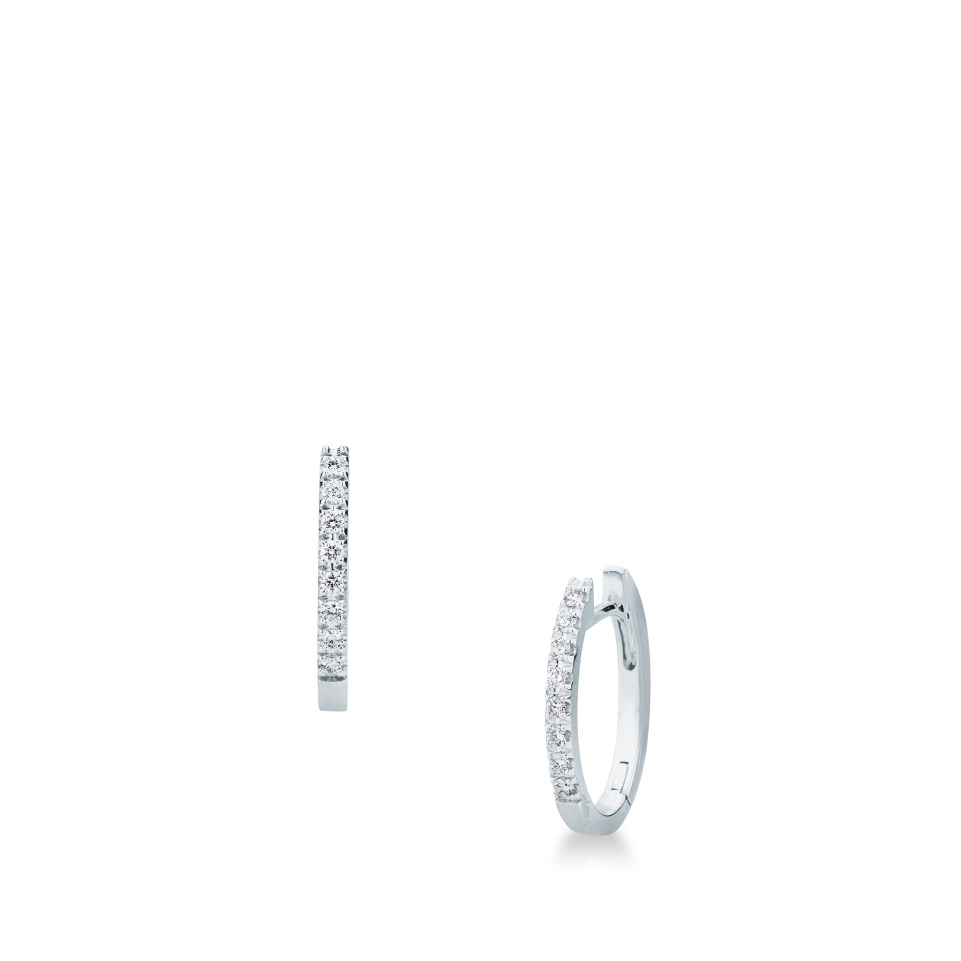 Pareja de pendientes de ballestilla con diamante en oro blanco