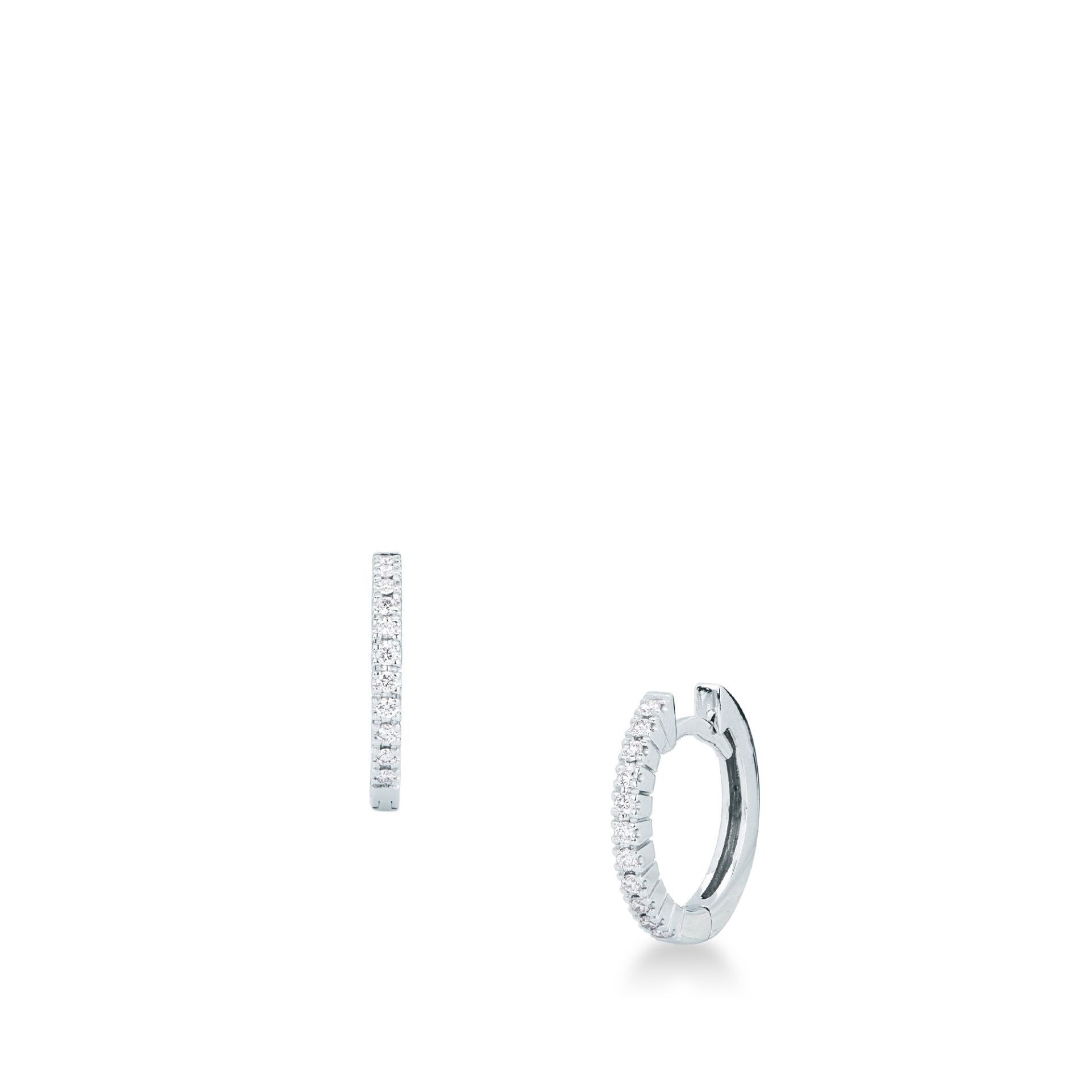Pareja de pendientes de ballestilla con diamante en oro blanco