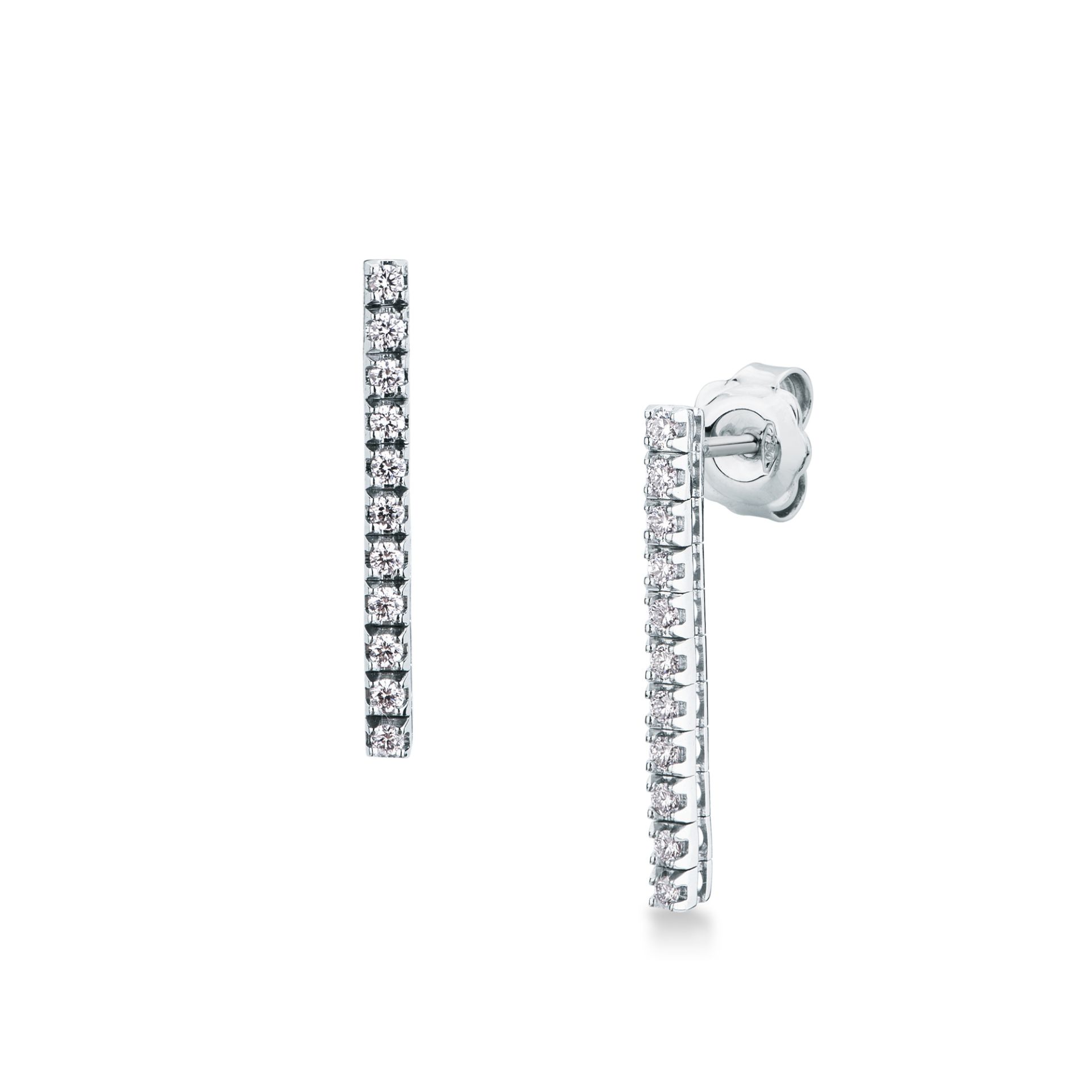 Pareja de pendientes de ballestilla con diamante en oro blanco